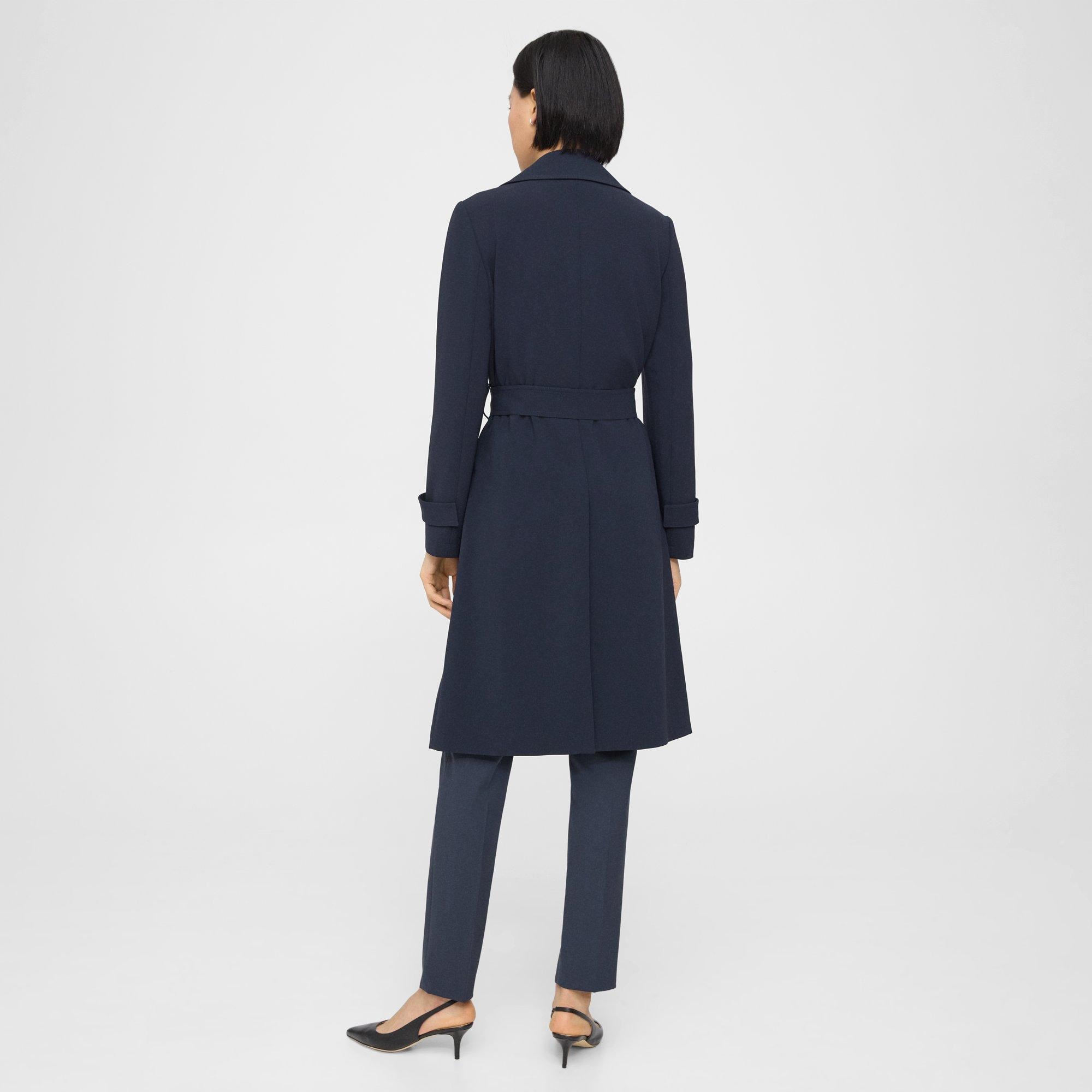 Blue Admiral Crepe Oaklane Trench Coat | Theory