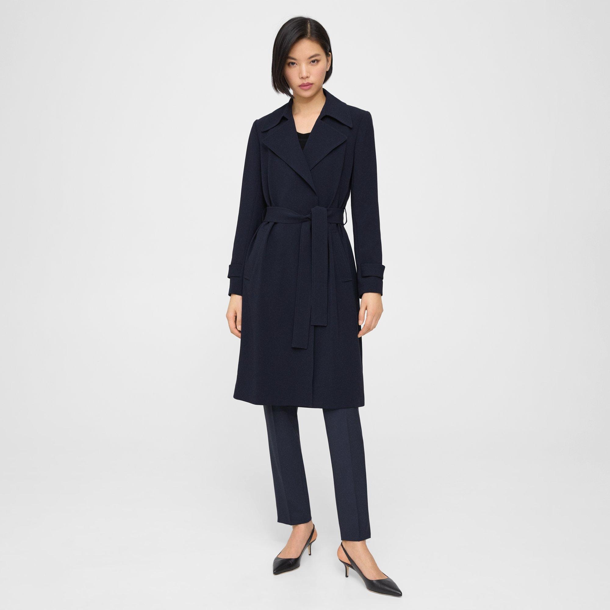 Theory Oaklane Admiral Crepe Trench Coat - Black • Price »