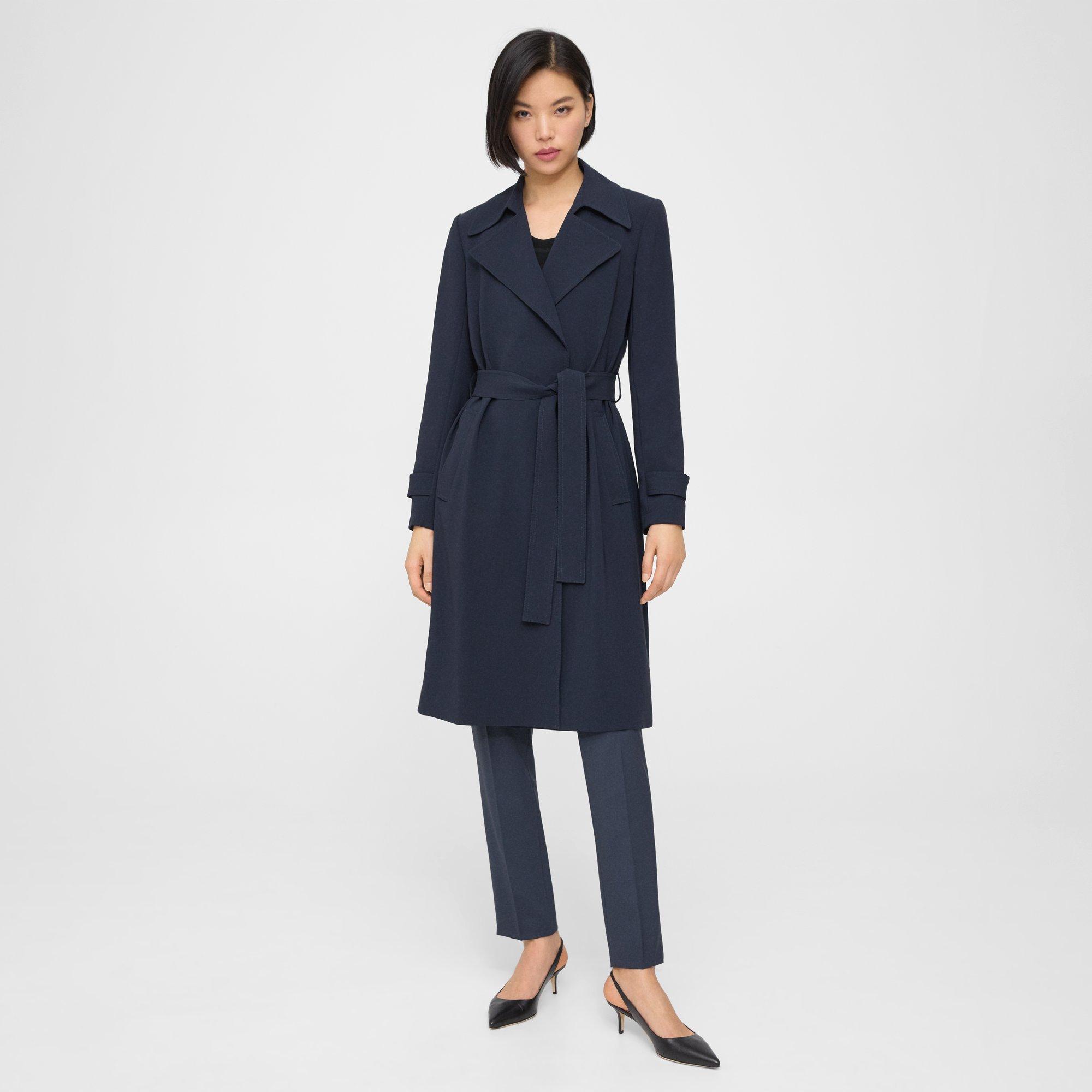 Theory Oaklane Trench Coat in Admiral Crepe