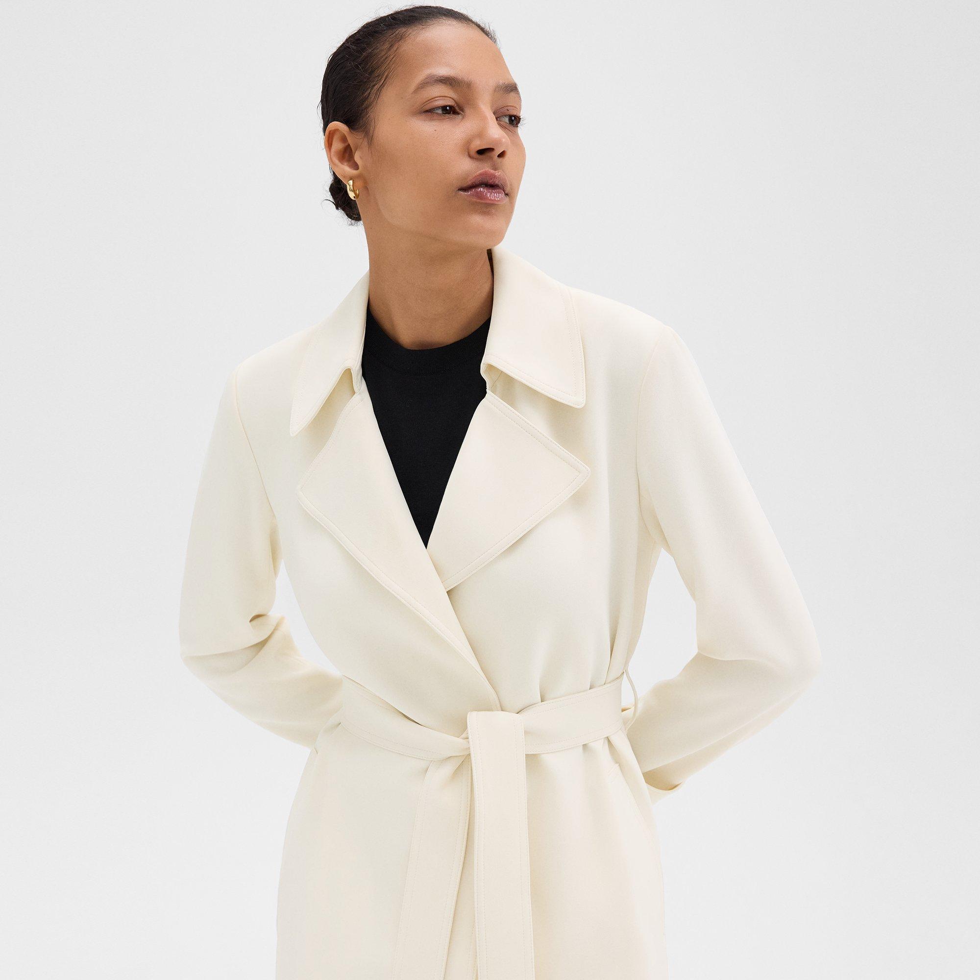 White Admiral Crepe Oaklane Trench Coat | Theory