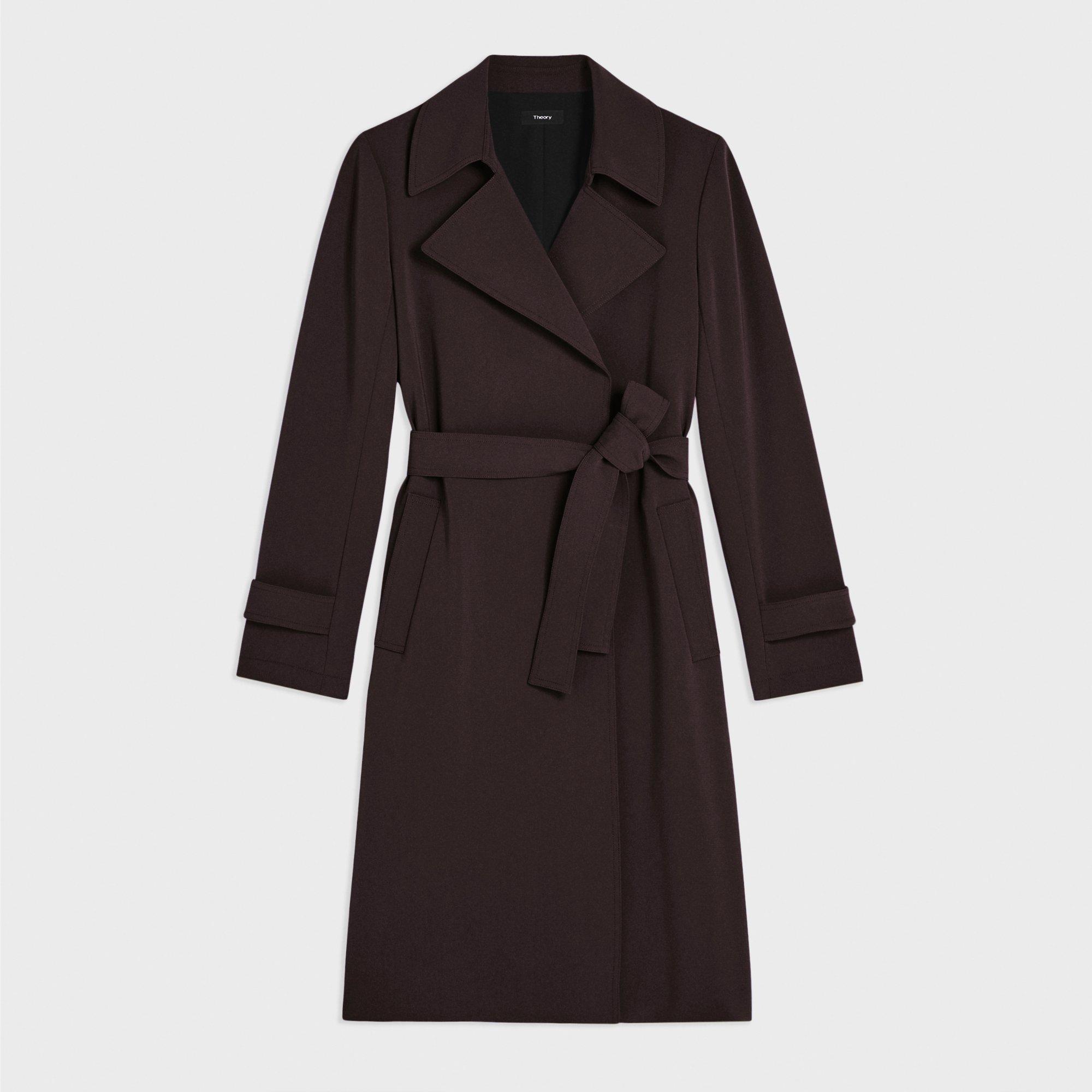 Theory Oaklane Admiral Crepe Trench Coat - Black • Price »