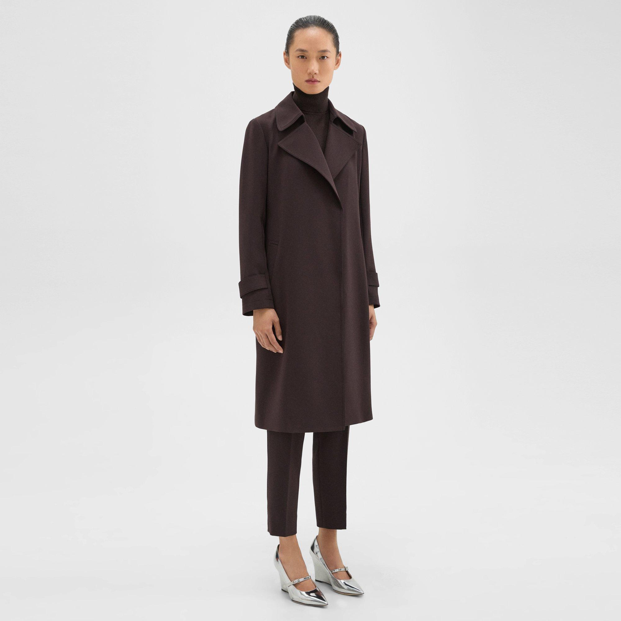 Theory classic crepe deals trench coat