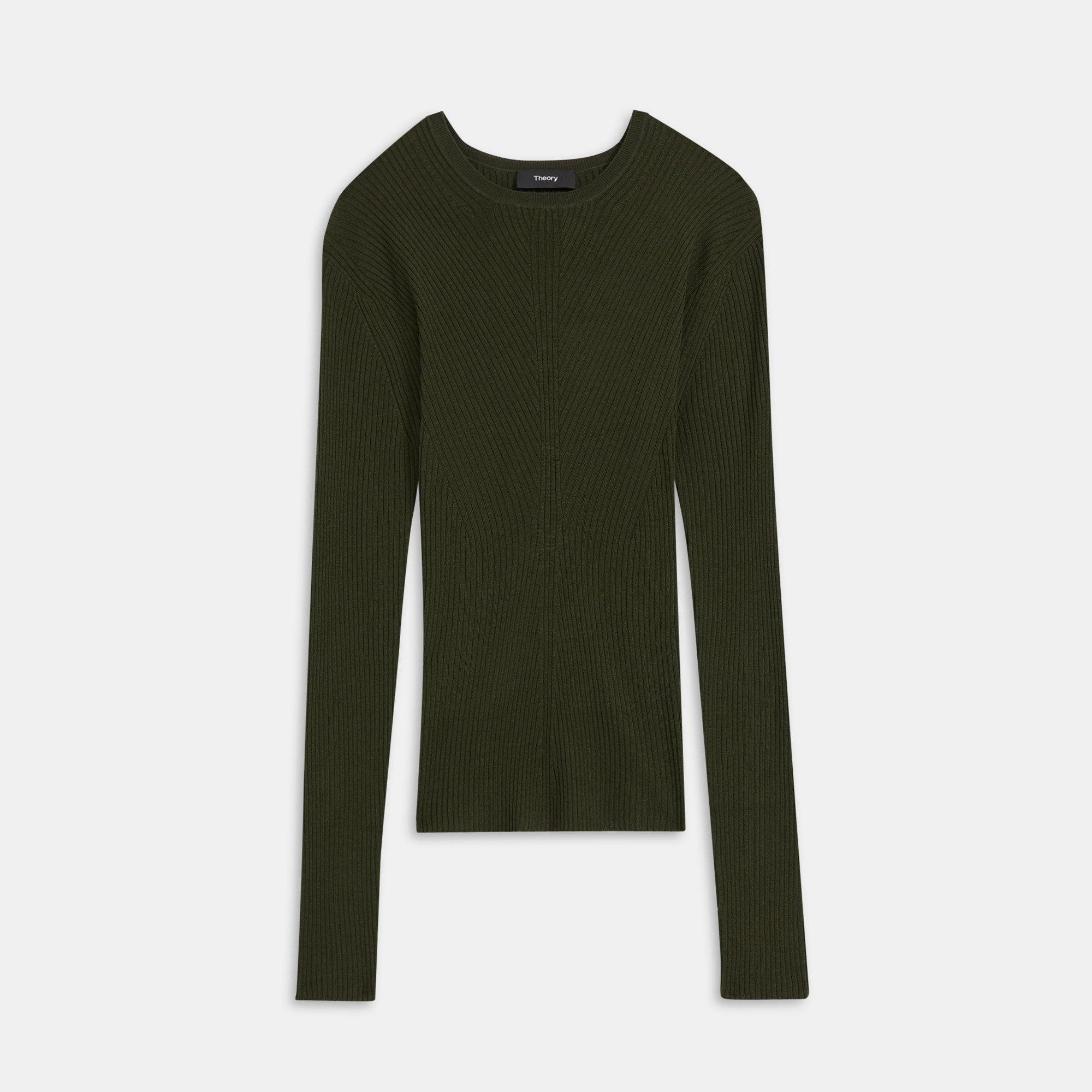 Crewneck Sweater in Ribbed Wool