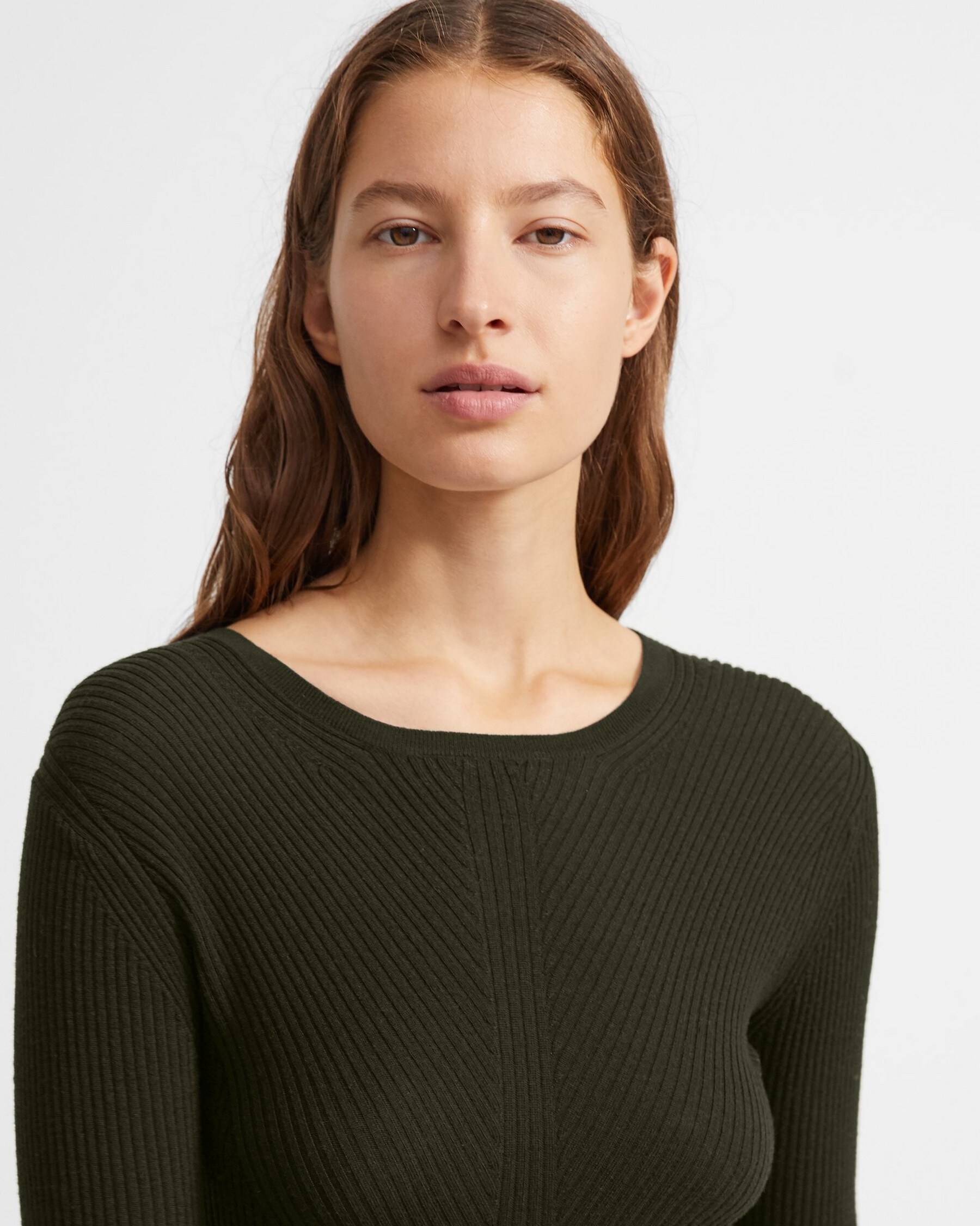 Theory Womens Moving Rib Crew Pullover 
