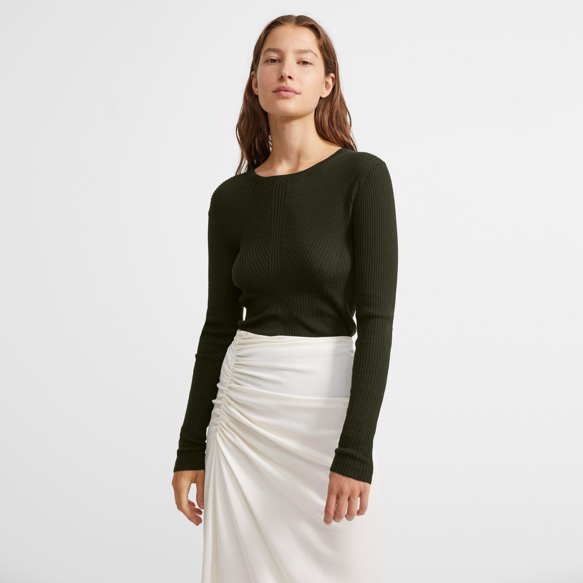 Crewneck Sweater in Ribbed Wool