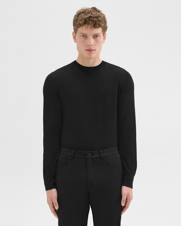 띠어리 Theory Crewneck Sweater in Regal Wool,BLACK