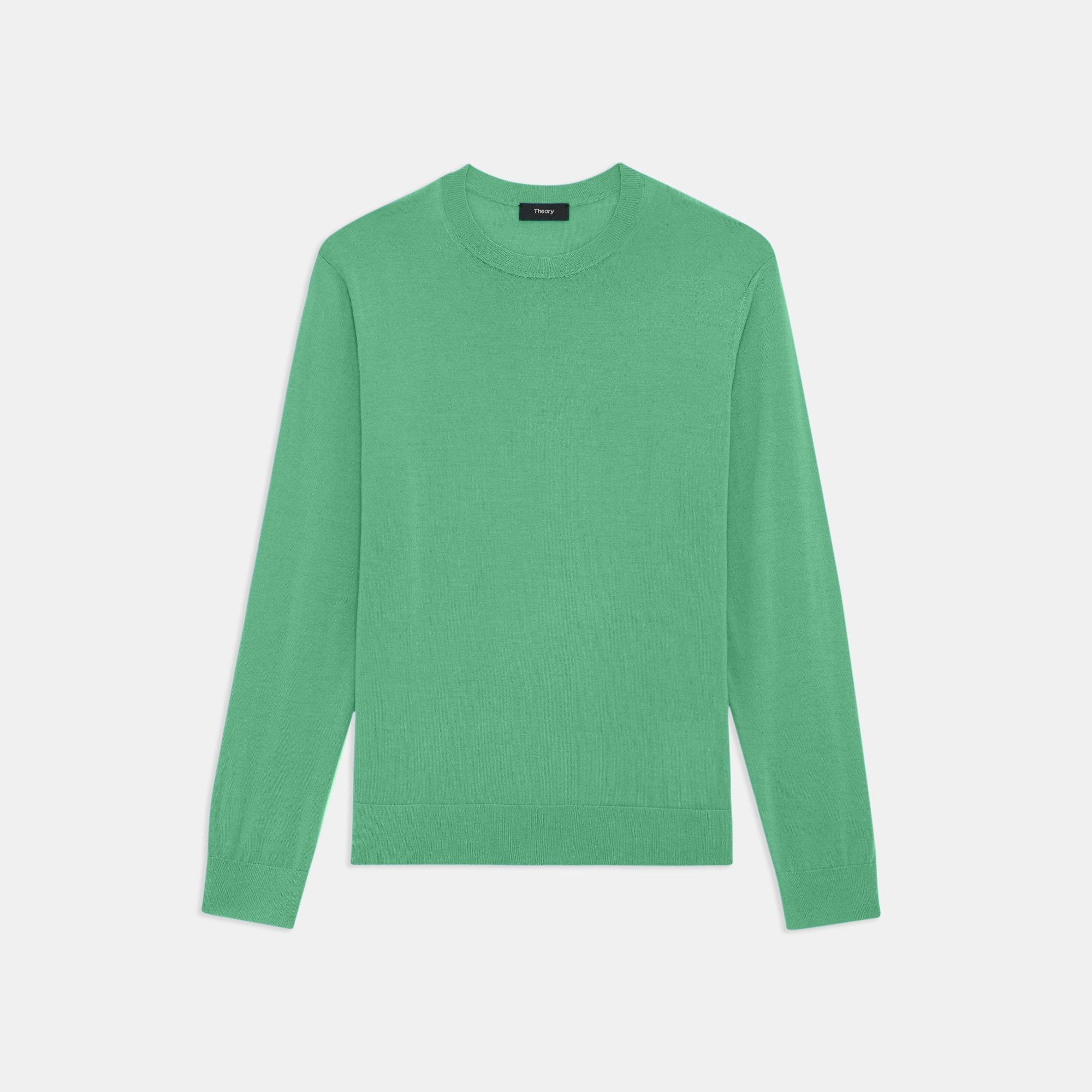 Green Regal Wool Crewneck Sweater | Theory