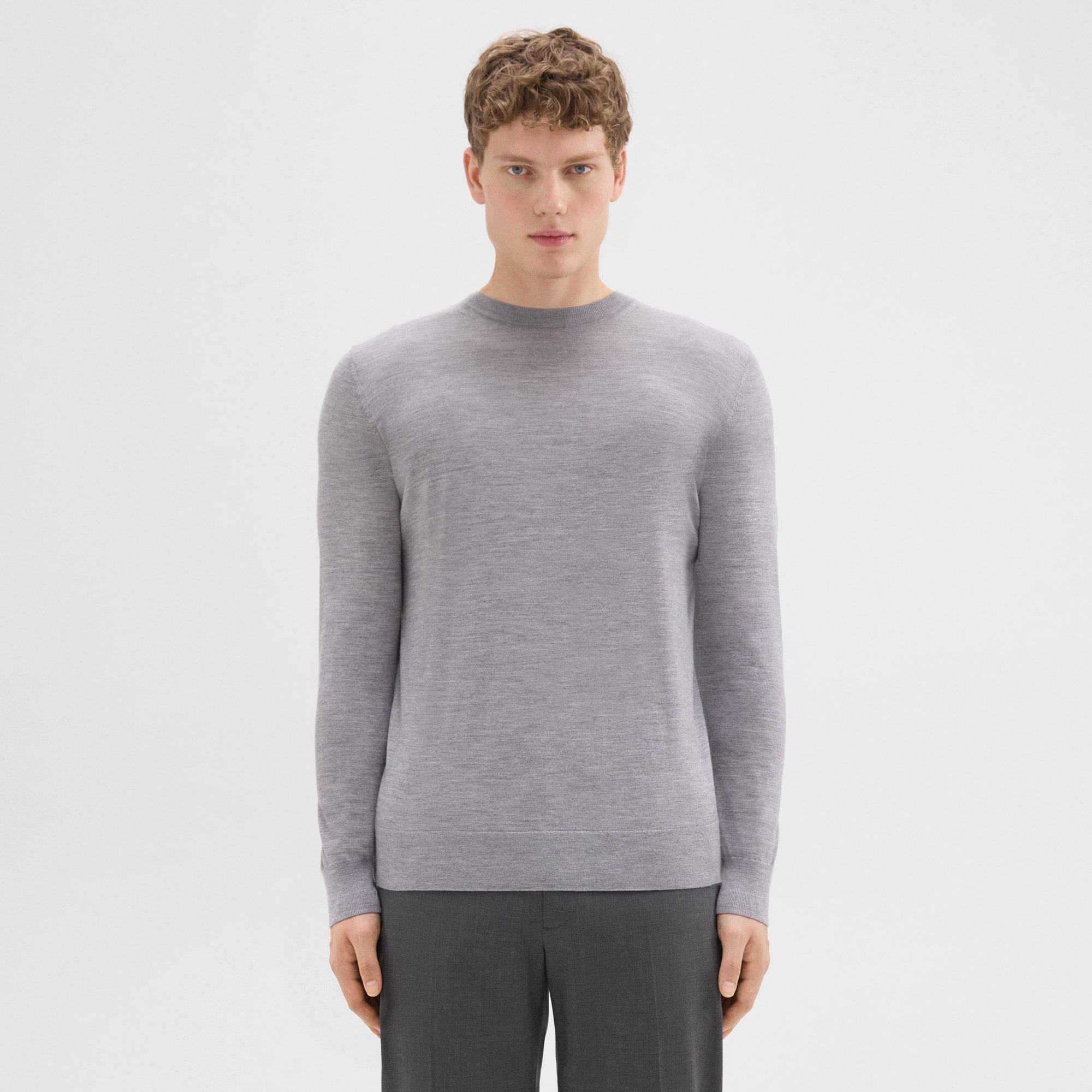 Grey Regal Wool Crewneck Sweater | Theory