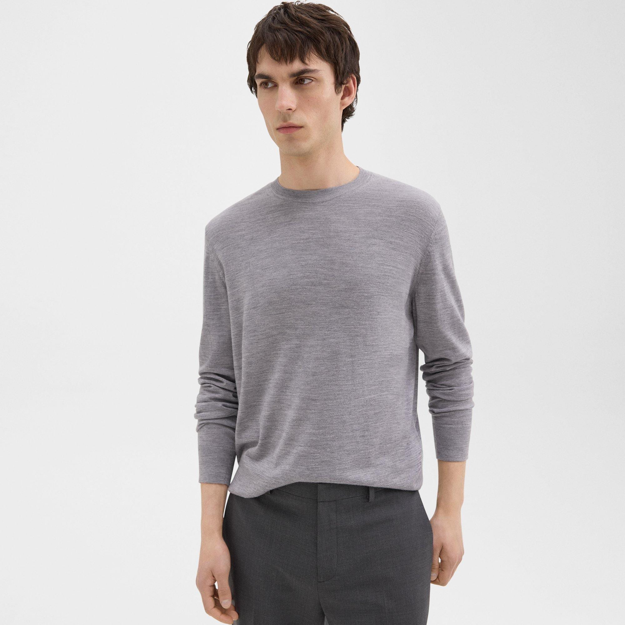 Grey Regal Wool Crewneck Sweater | Theory