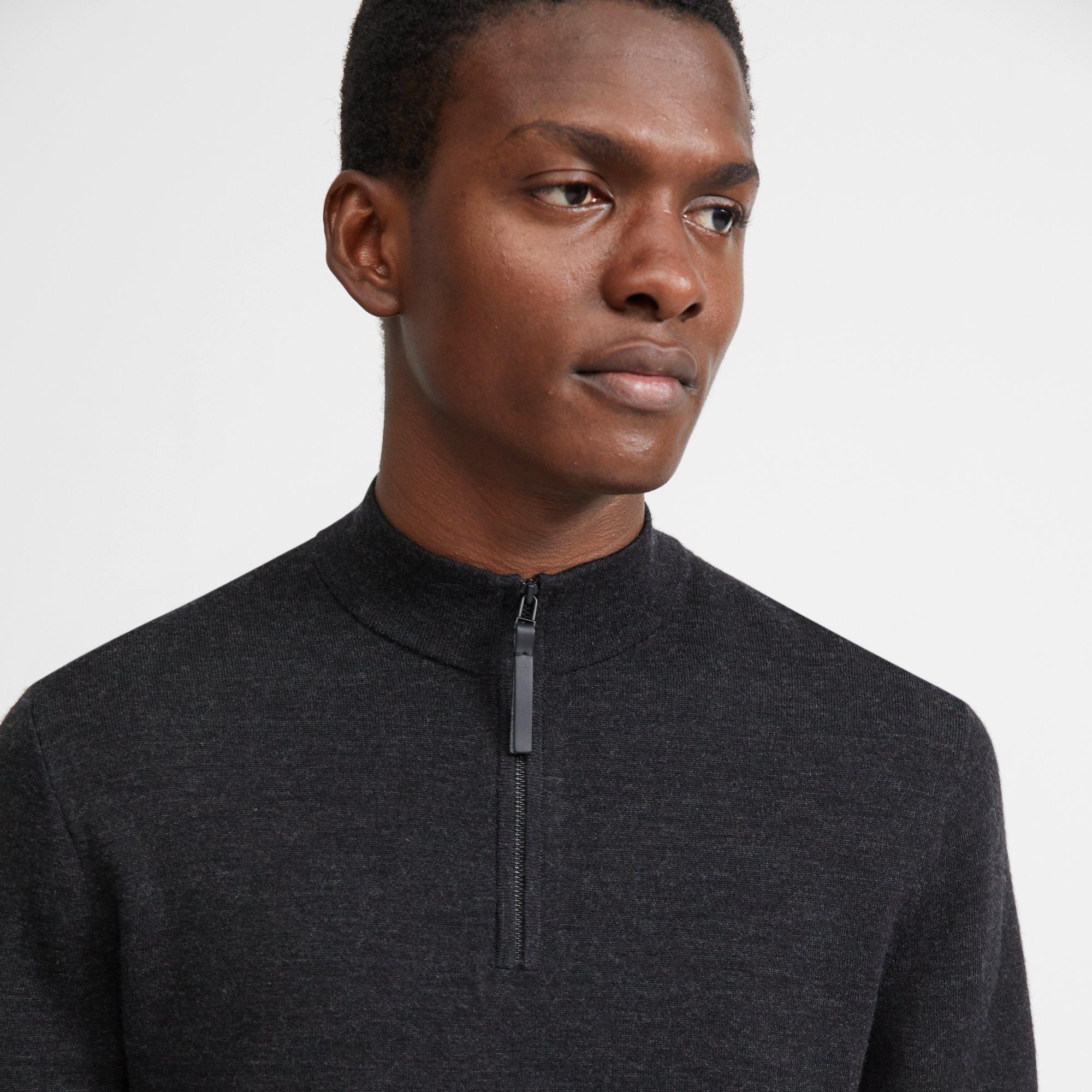 Merino Wool Mock Half Zip Sweater