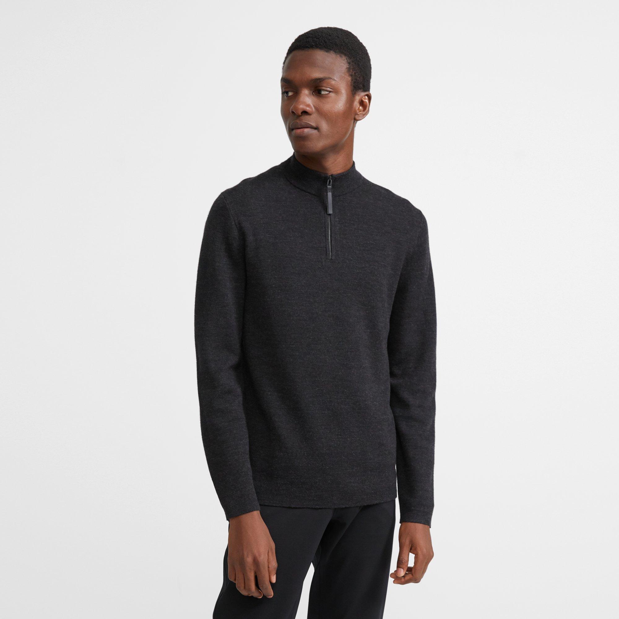 Merino Wool Mock Half Zip Sweater