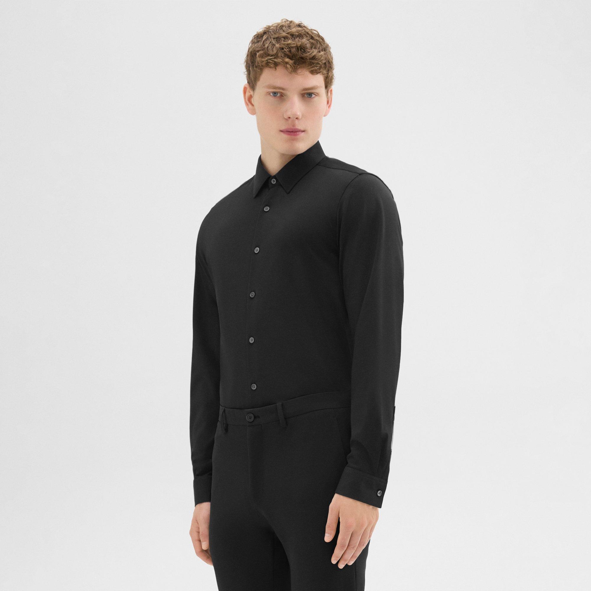 Black Structure Knit Tailored Shirt | Theory