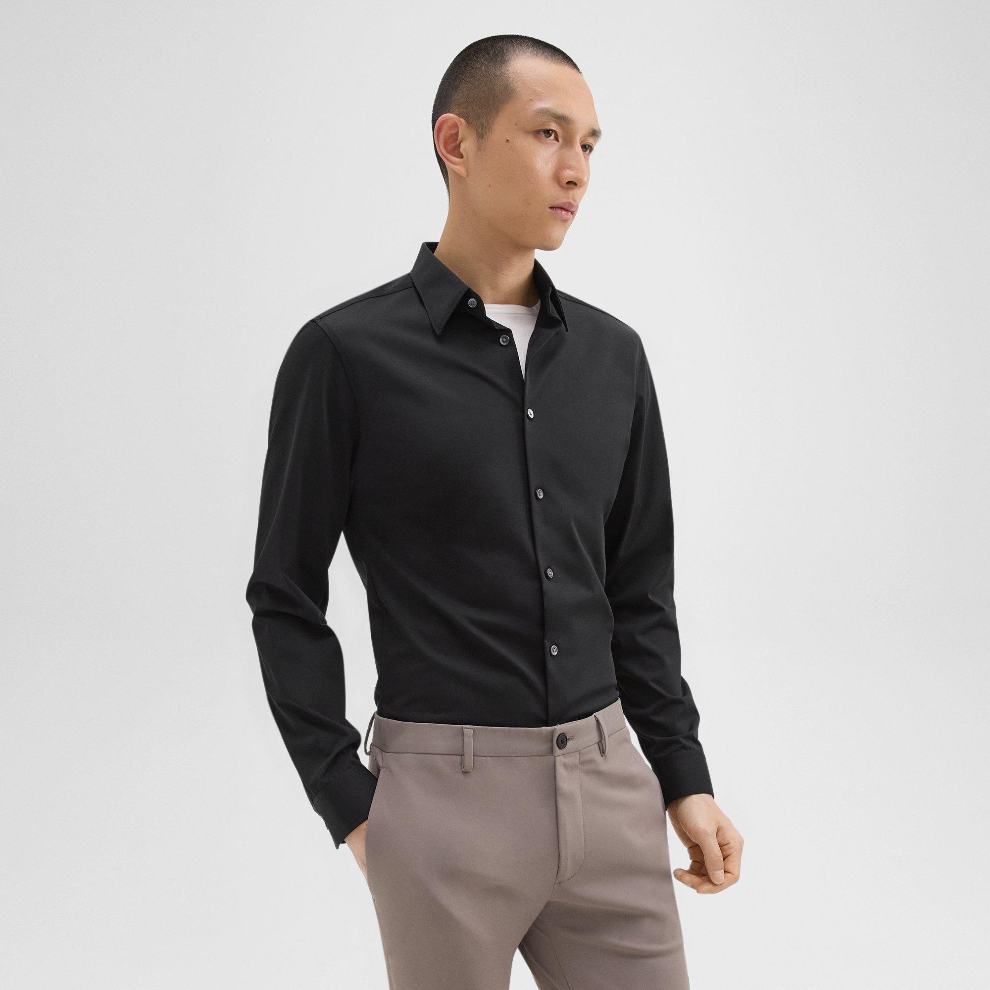 Black Structure Knit Tailored Shirt | Theory