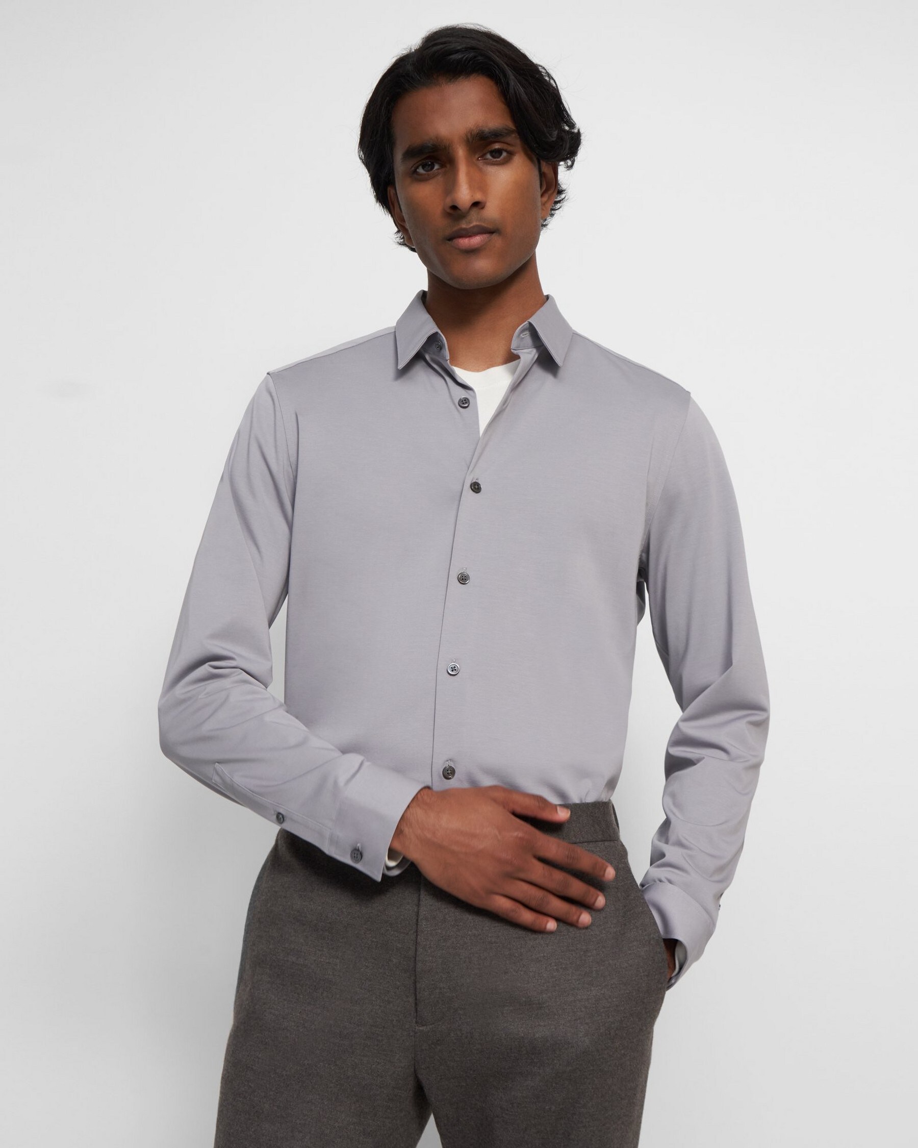 Theory Mens Sylvain Structure Knit Shirt 