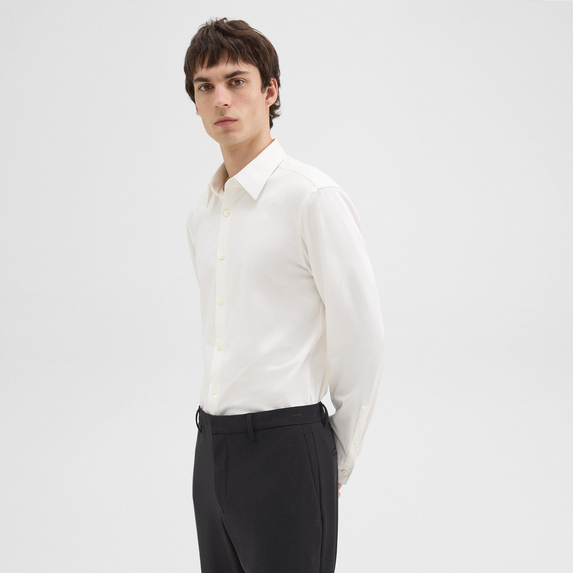 White Structure Knit Tailored Shirt