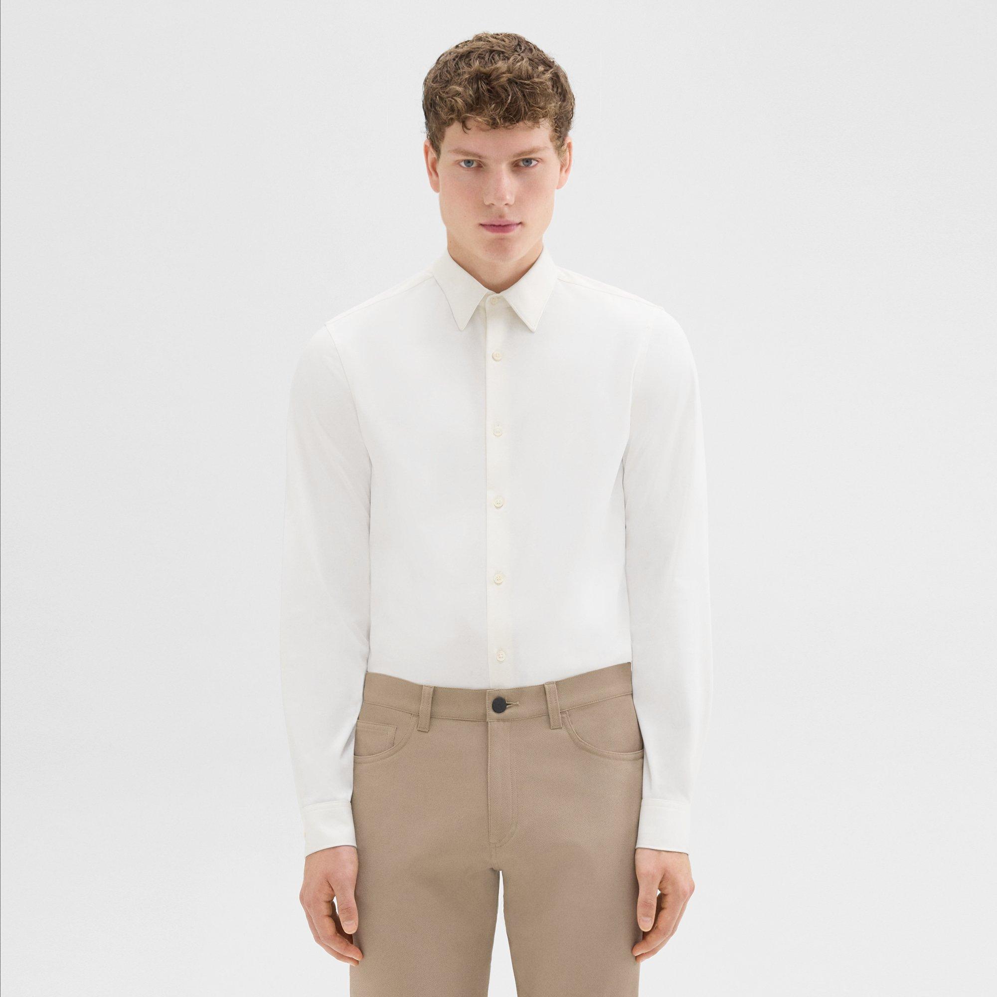 White Structure Knit Tailored Shirt | Theory
