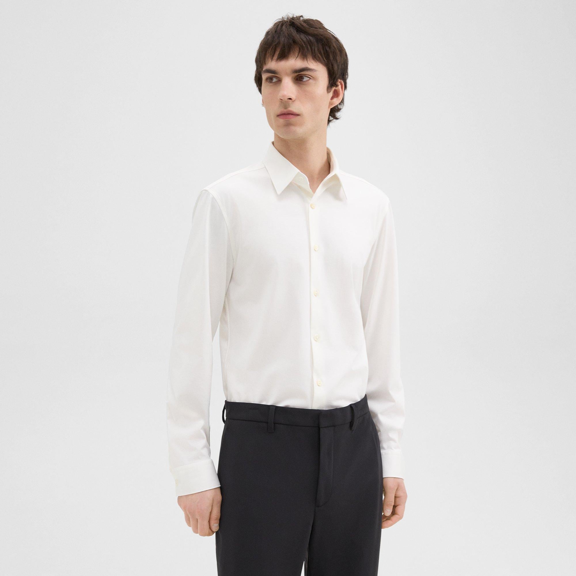 White Structure Knit Tailored Shirt | Theory