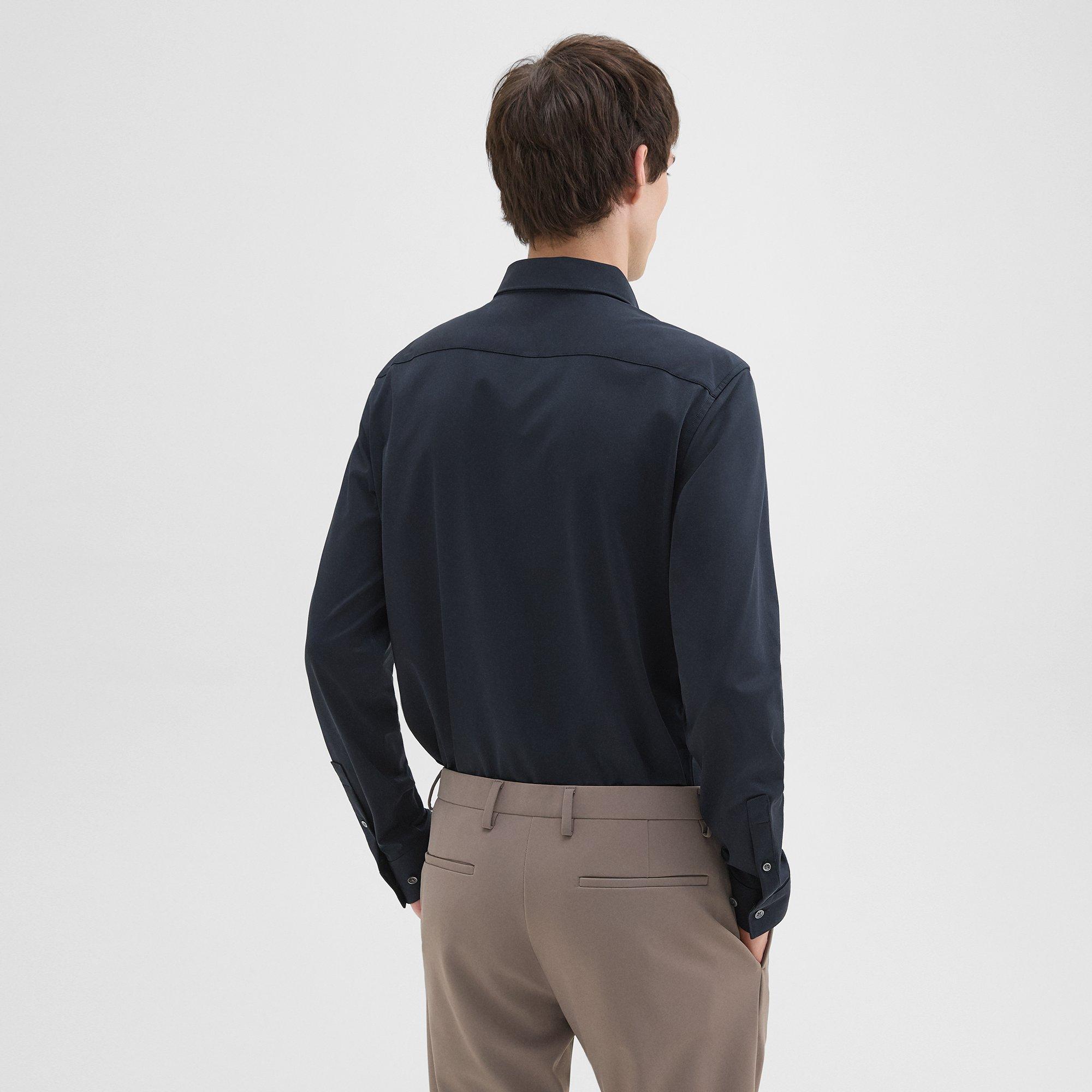 Blue Structure Knit Tailored Shirt | Theory