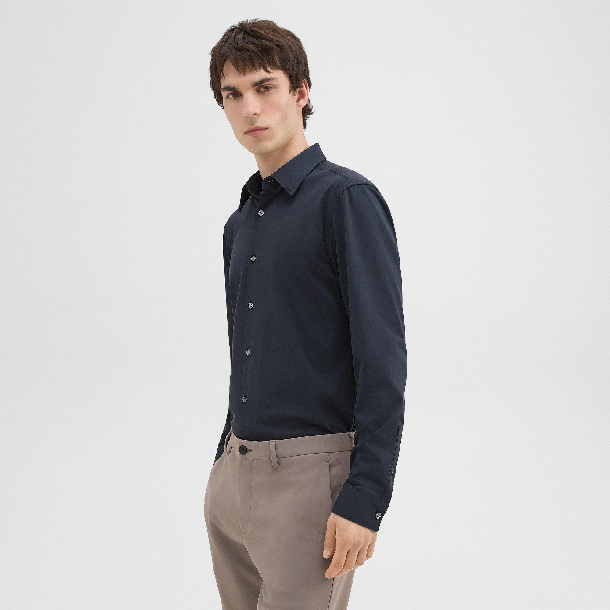 Blue Structure Knit Tailored Shirt | Theory