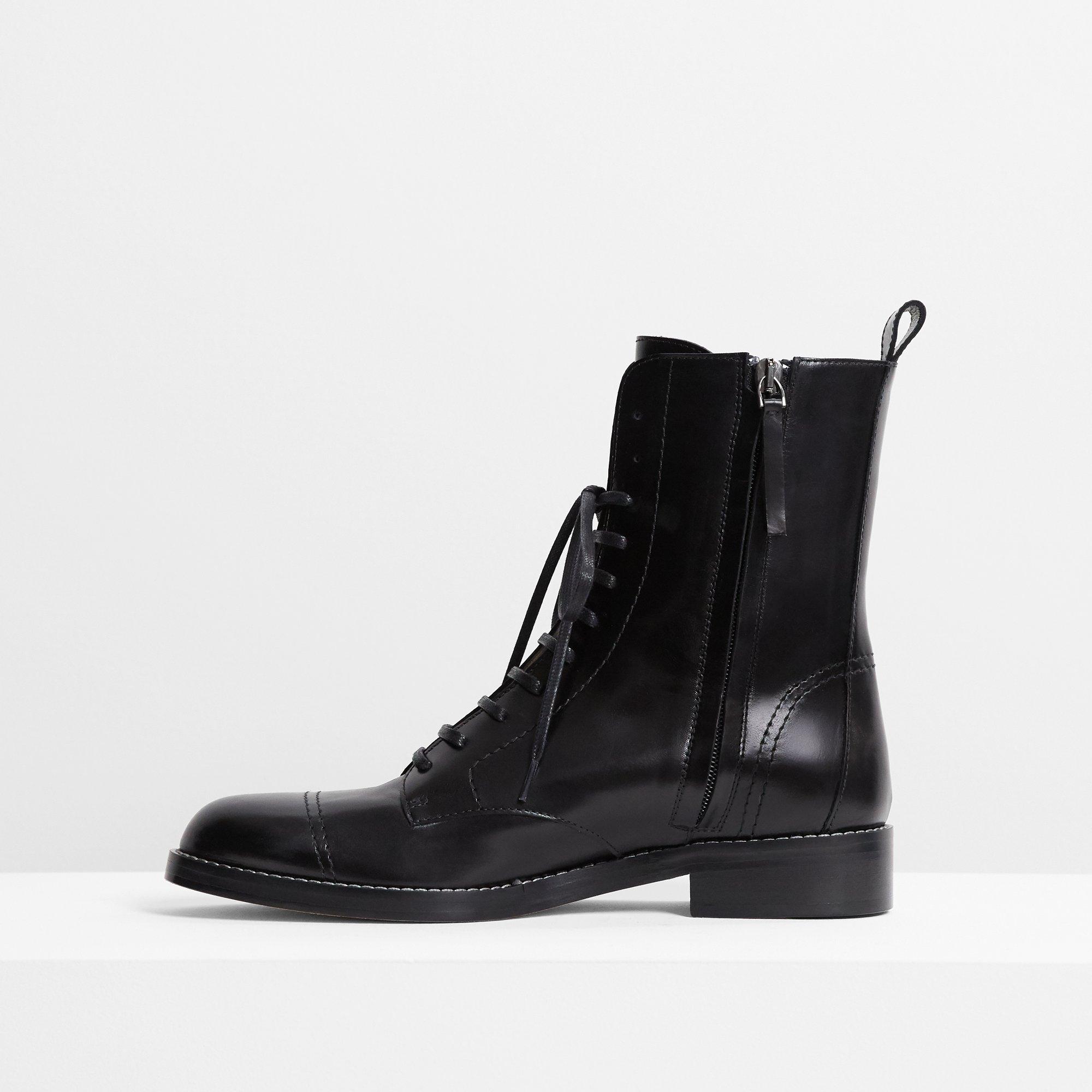 Laced Boot in Satin Leather