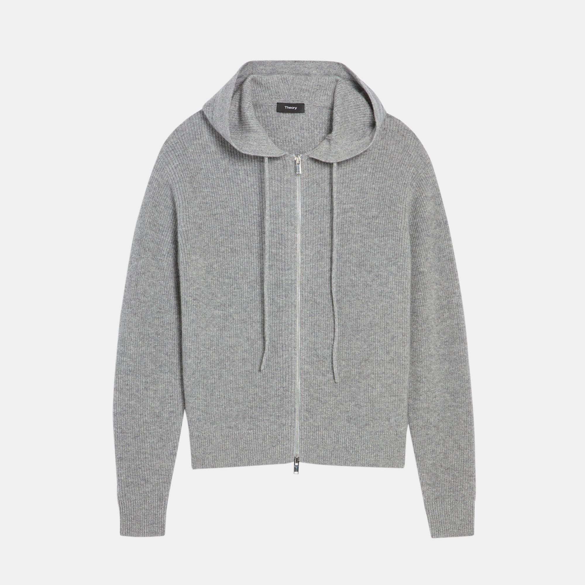 Zip Hoodie in Ribbed Cashmere