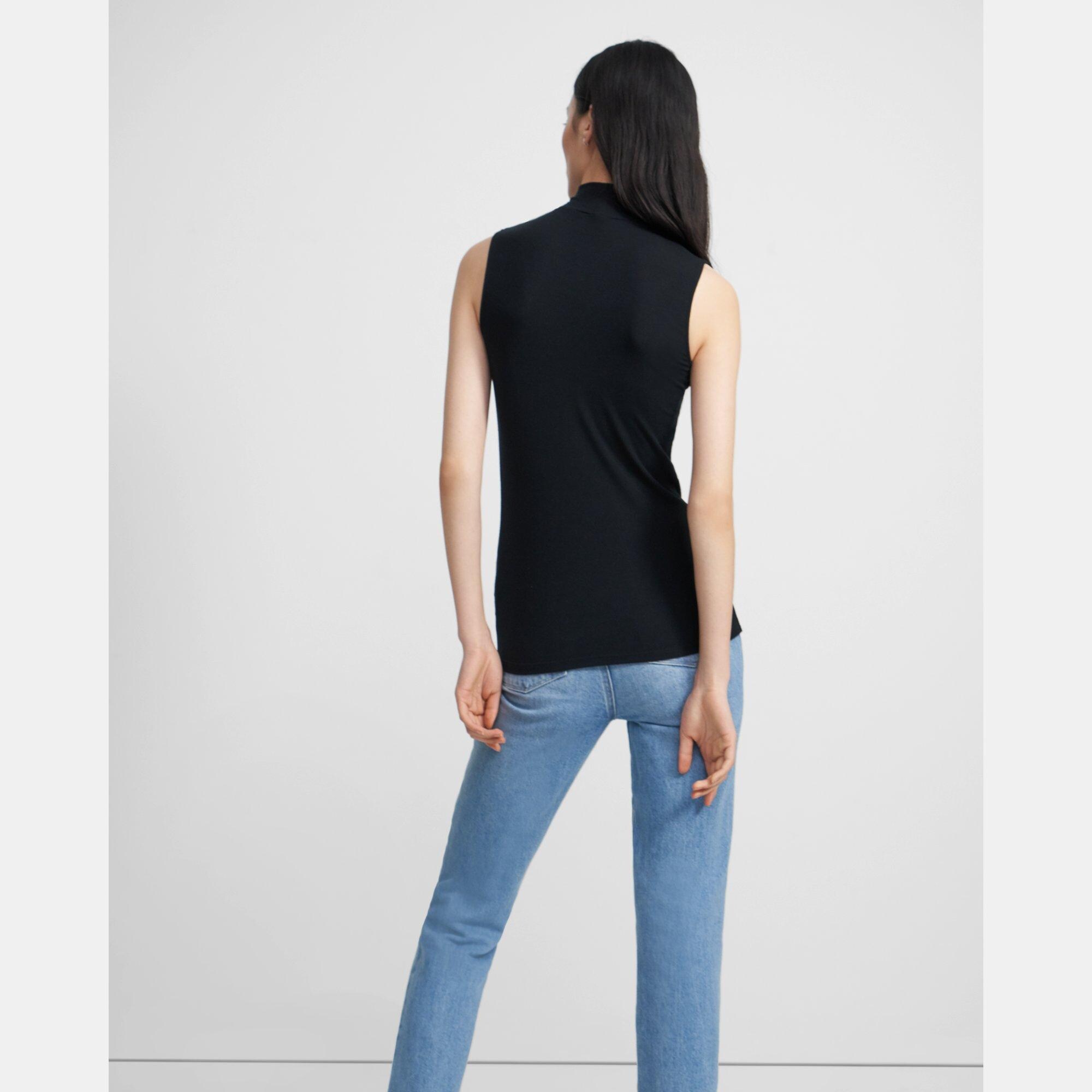 Sleeveless Turtleneck in Ribbed Viscose