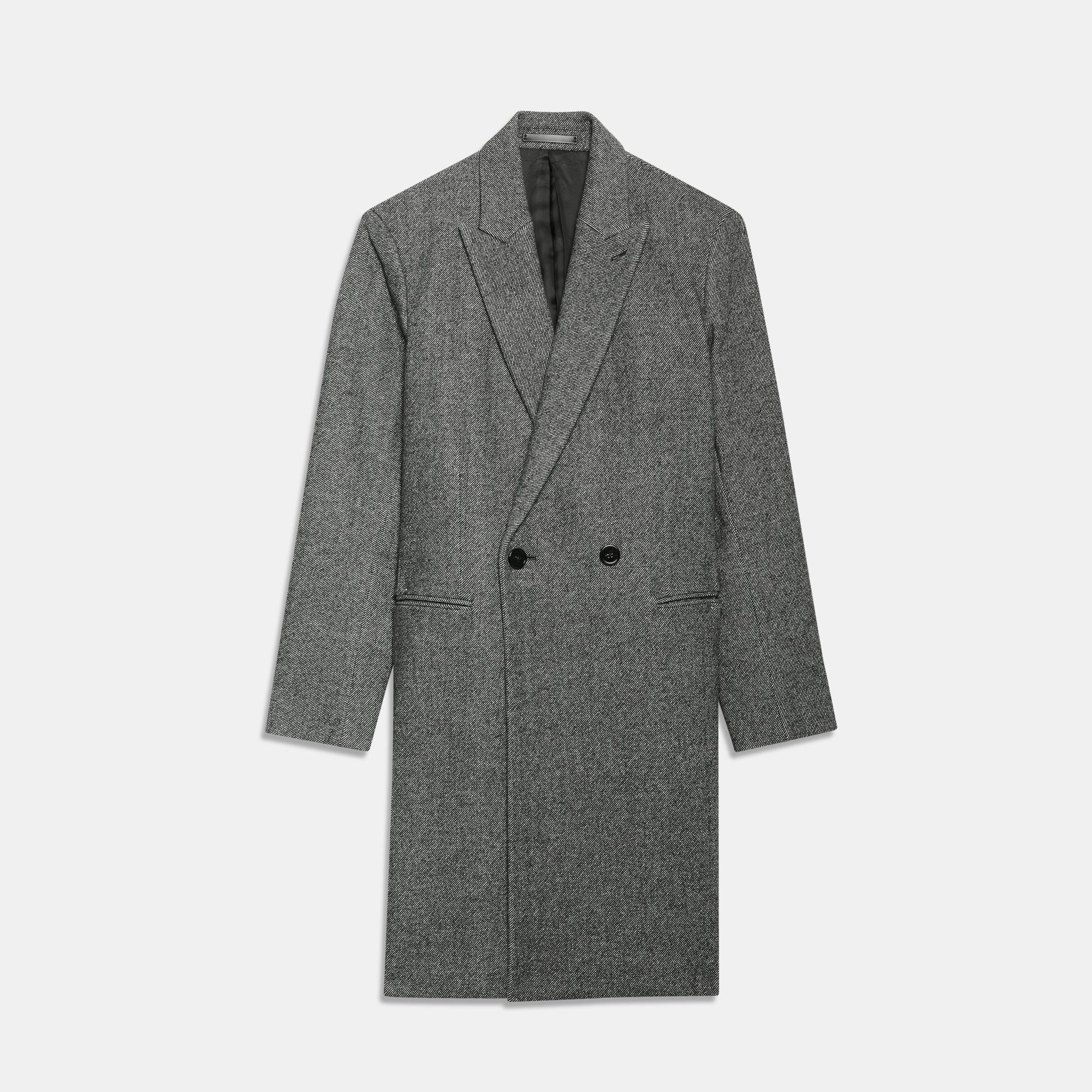 Relaxed Double-Breasted Coat in Wool Blend