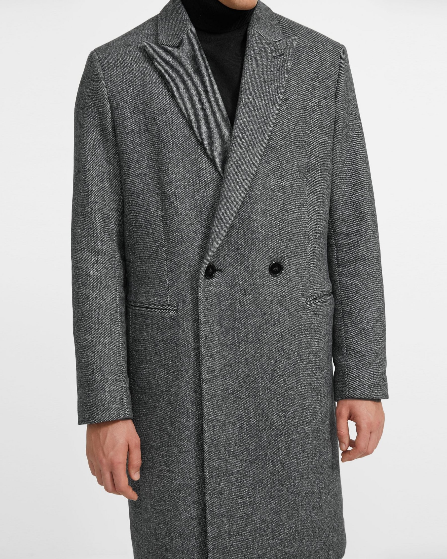 Relaxed Double-Breasted Coat in Wool Blend