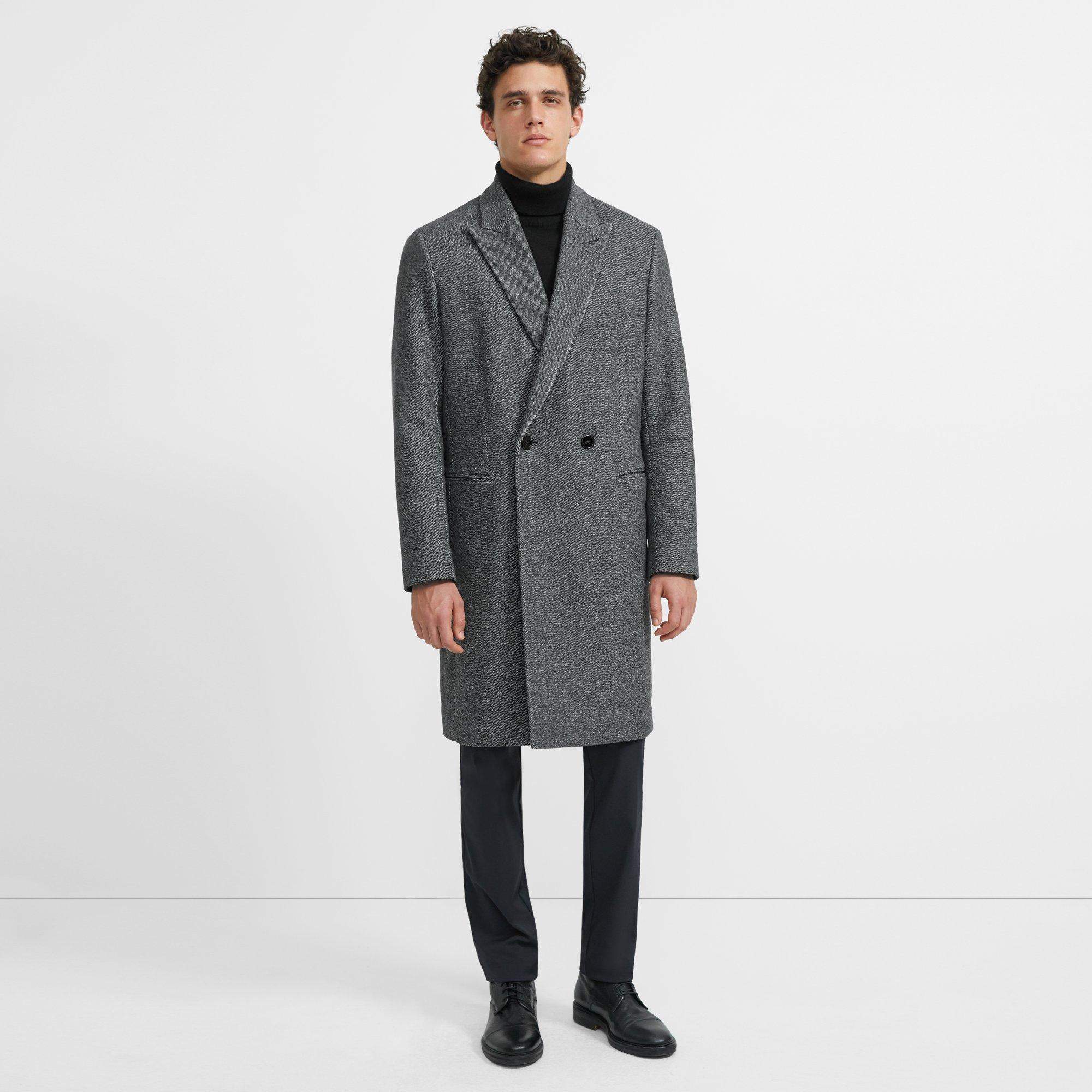 Relaxed Double-Breasted Coat in Wool Blend
