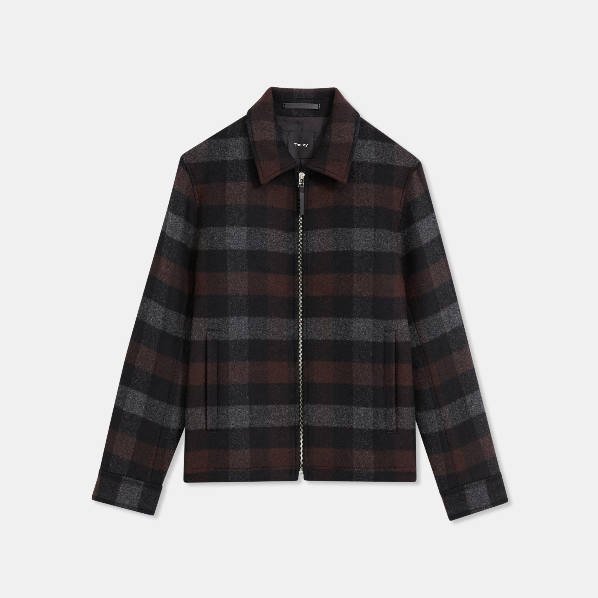 Wool Melton Plaid Shirt Jacket