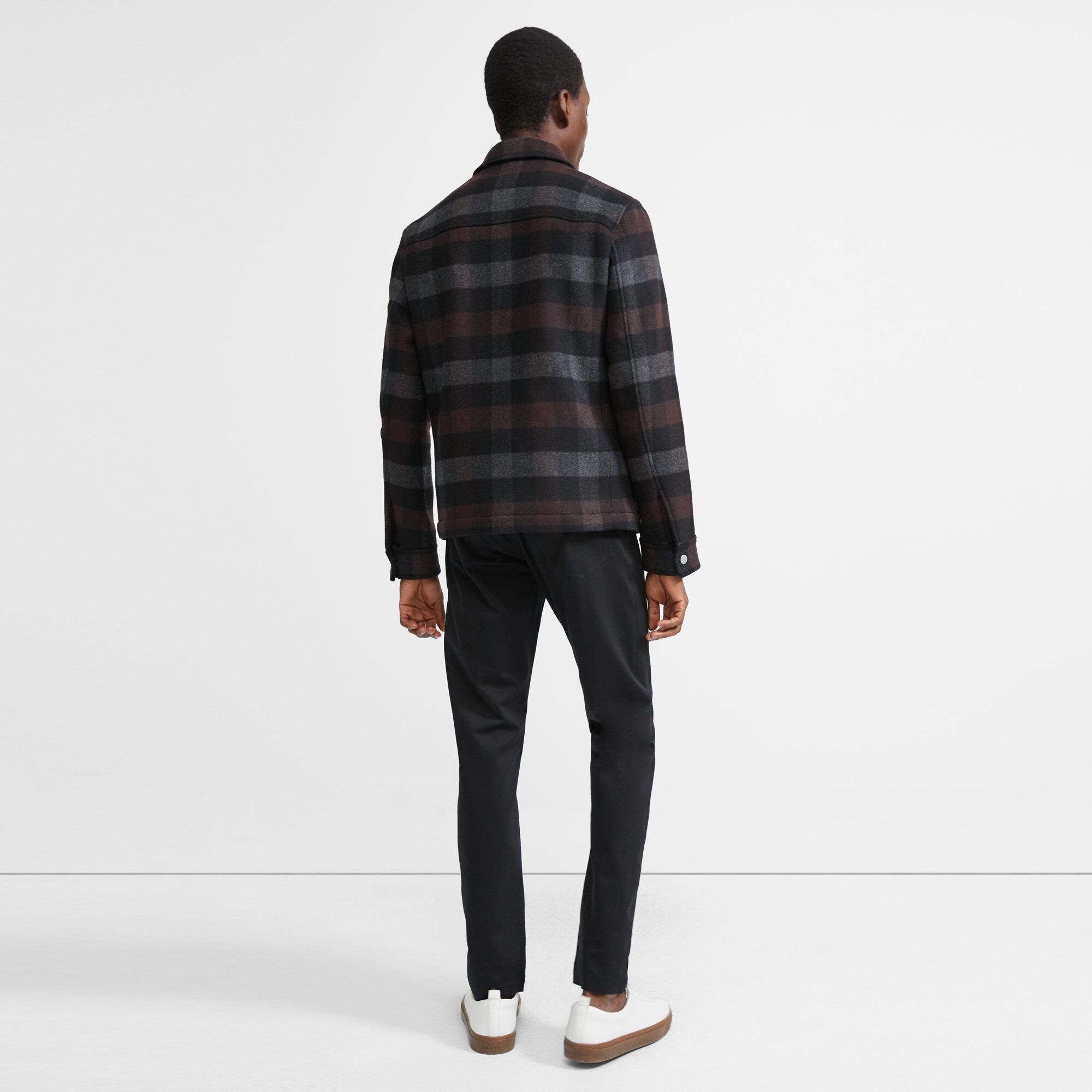 Wool Melton Plaid Shirt Jacket