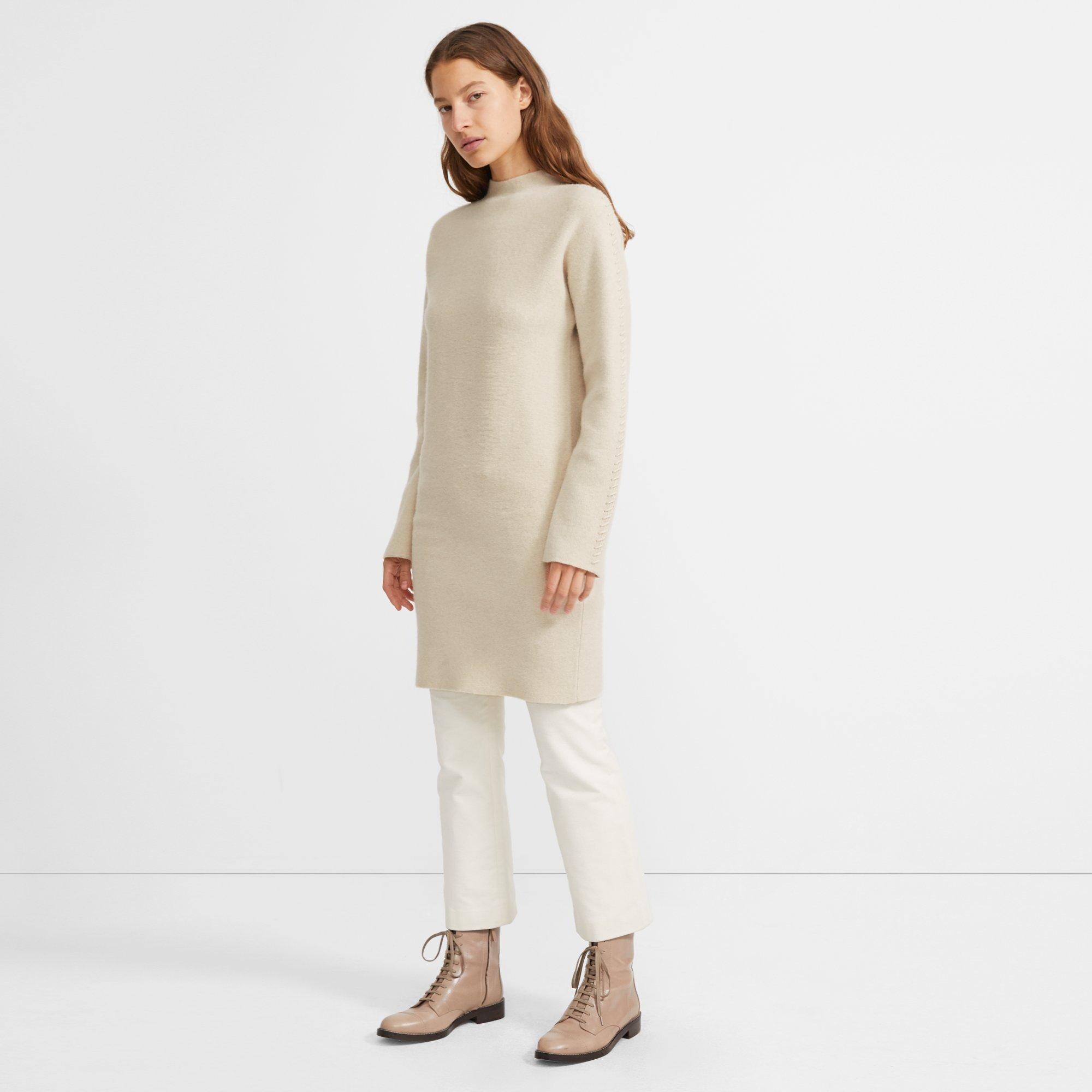 Kimono Turtleneck Dress in Felted Wool-Cashmere