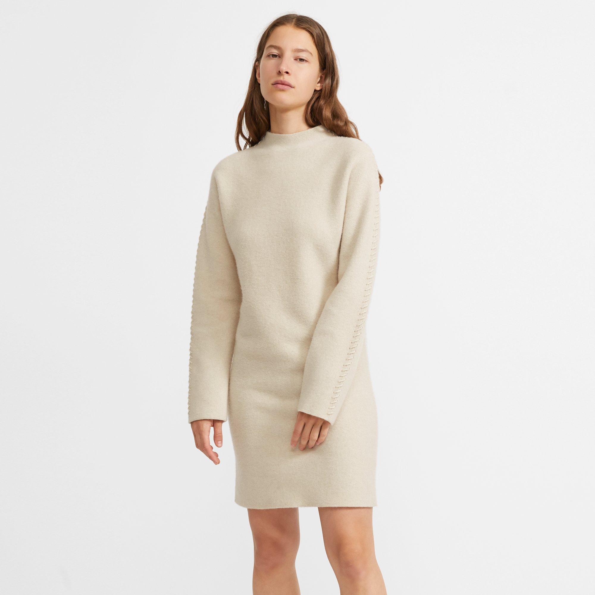 Kimono Turtleneck Dress in Felted Wool-Cashmere