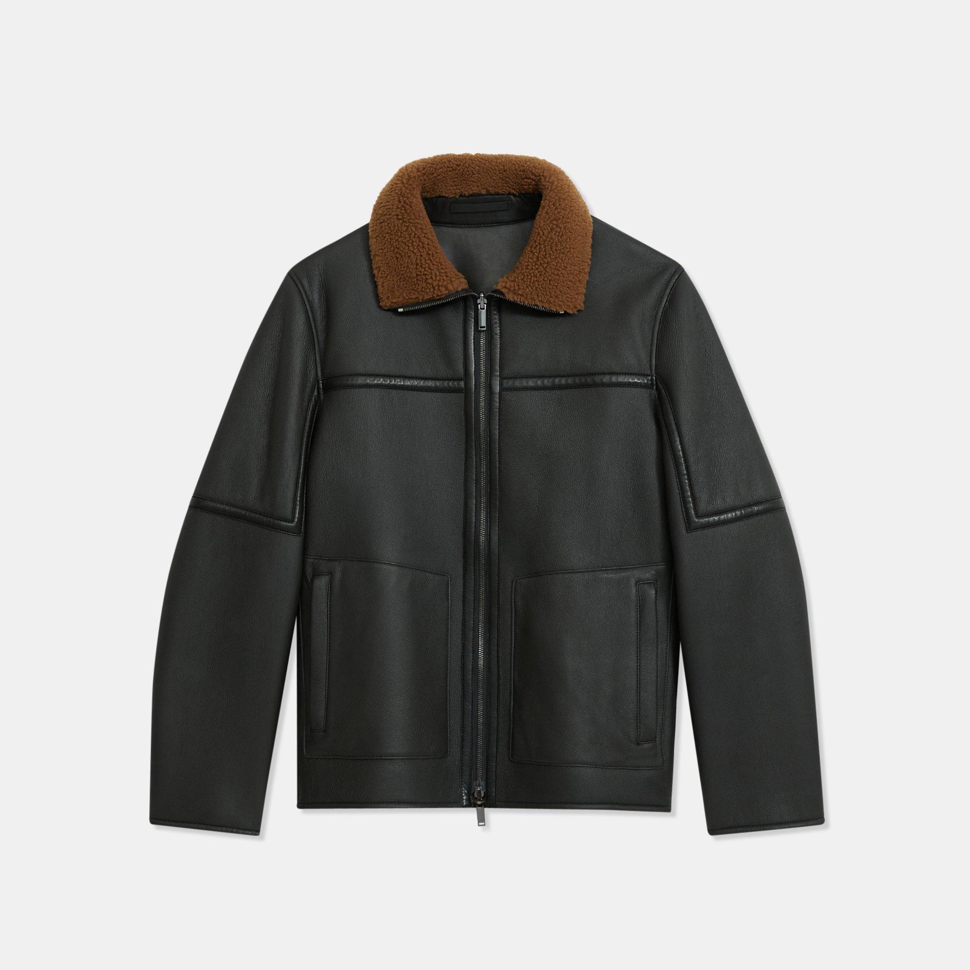 Theory Official Site Aviator Jacket in Shearling