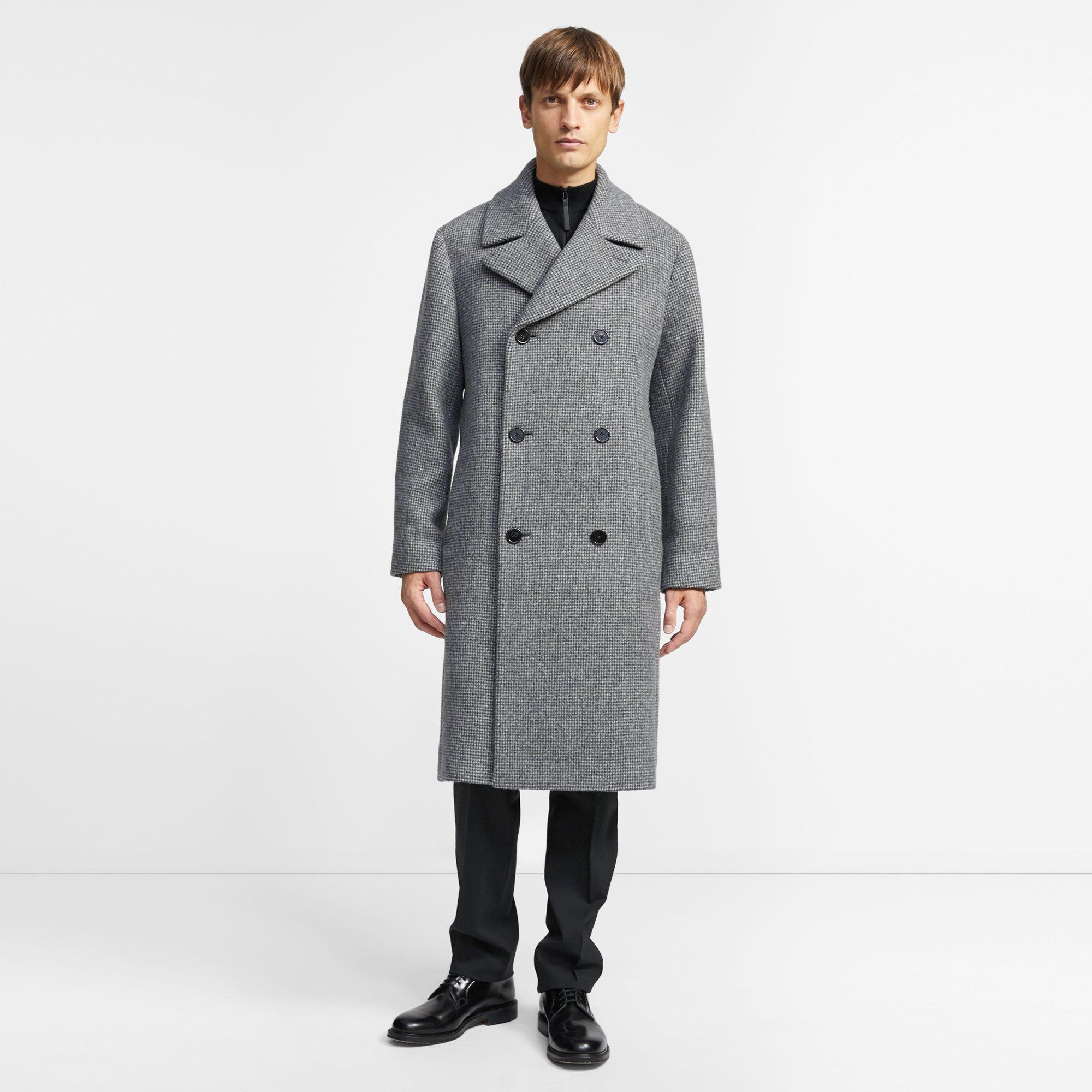 0711 double-breasted wool-cashmere coat - Neutrals