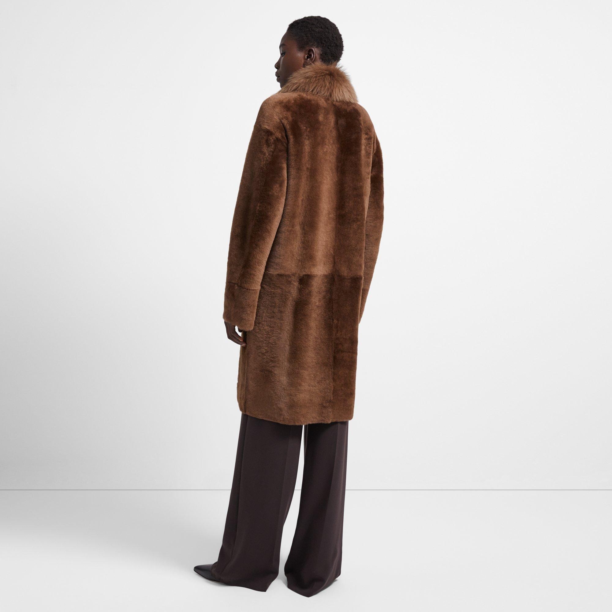 Coat in Textured Shearling
