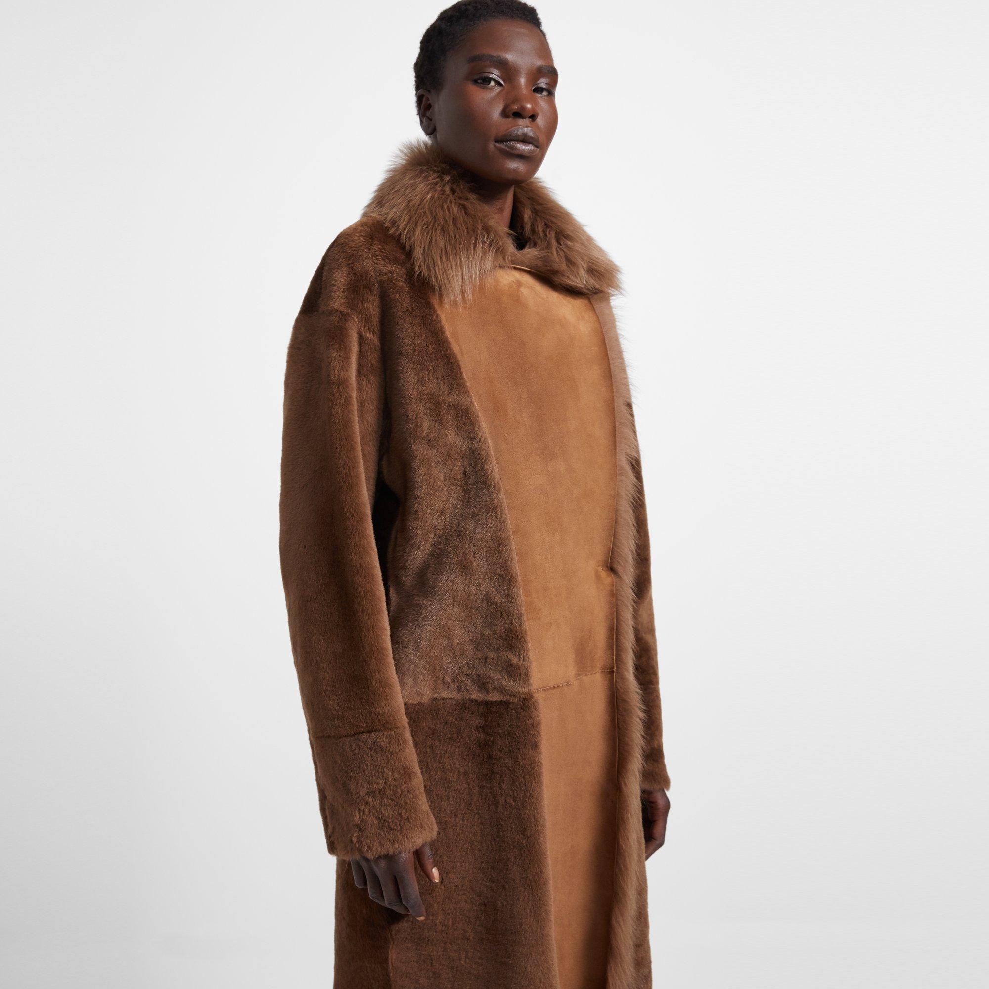 Coat in Textured Shearling