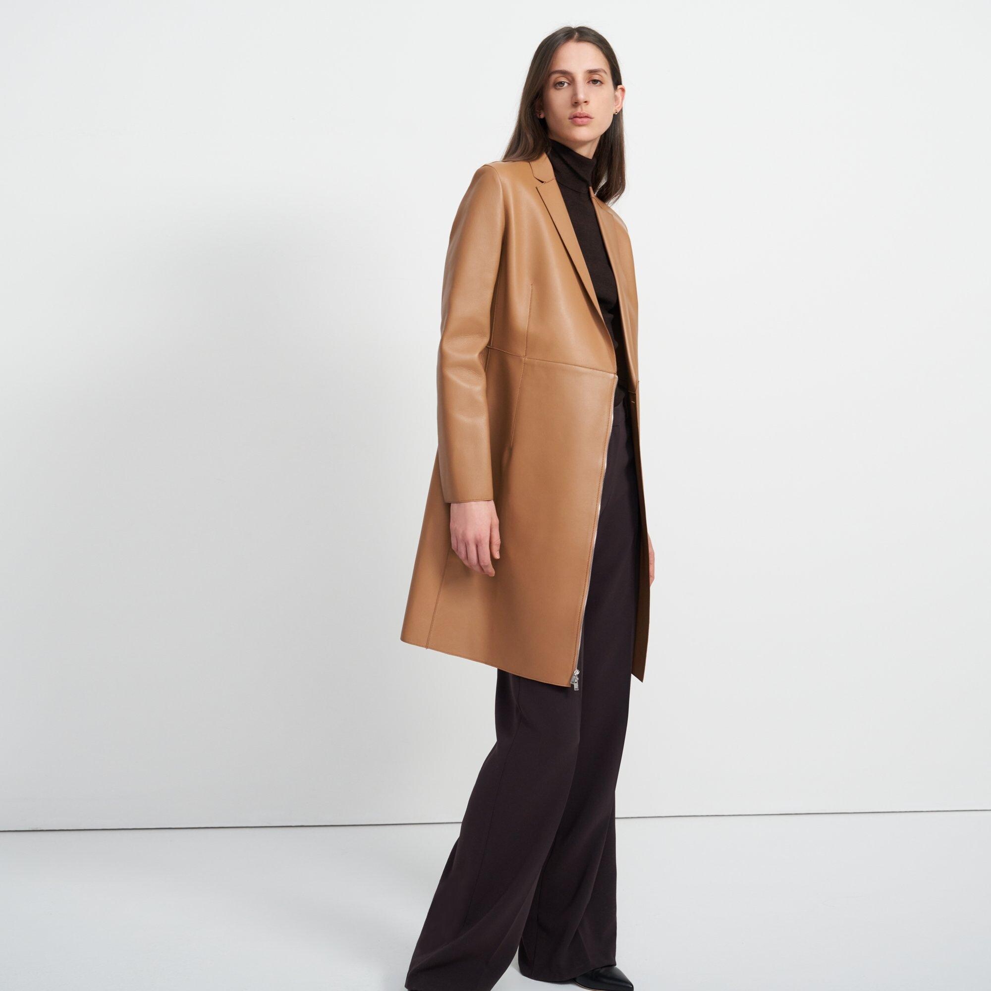 Zip Coat in Bonded Leather