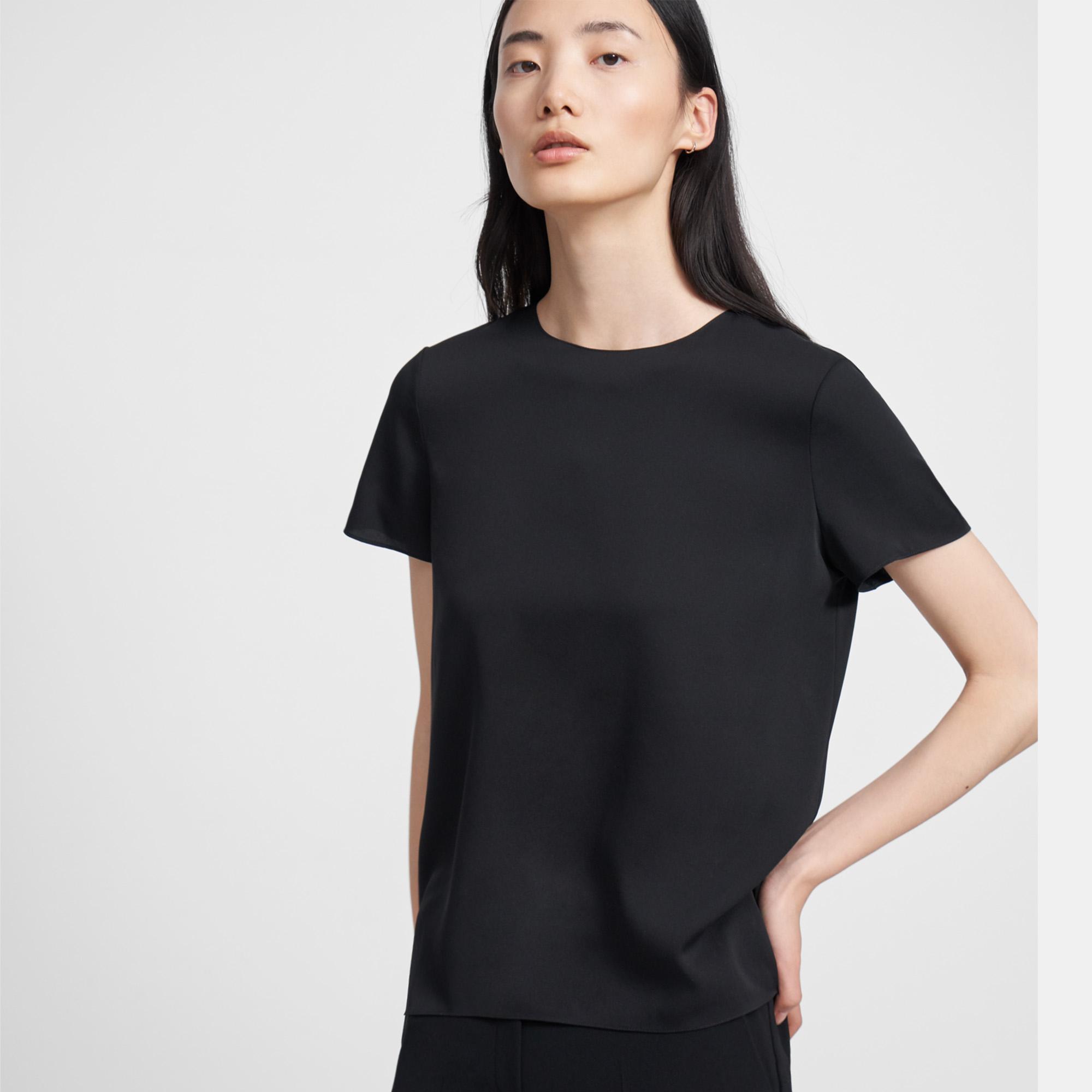 Woven Tee in Stretch Silk