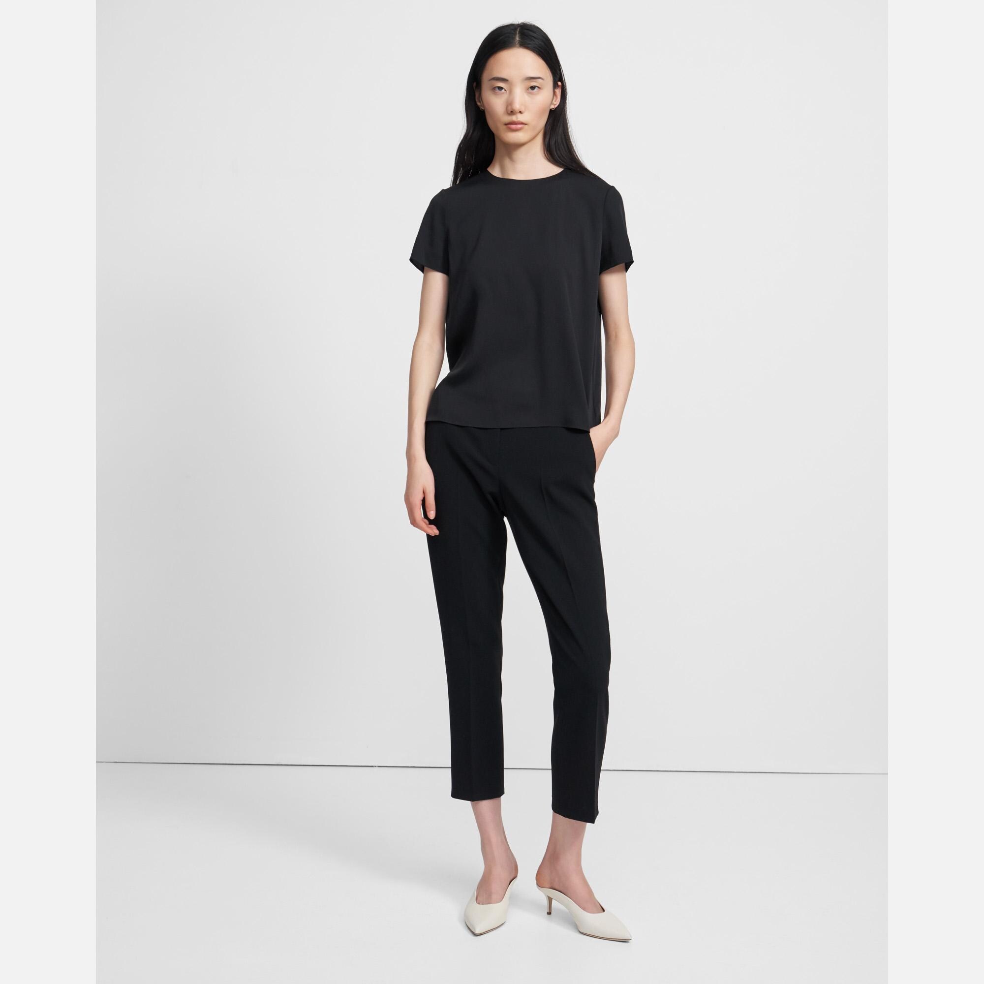 Woven Tee in Stretch Silk