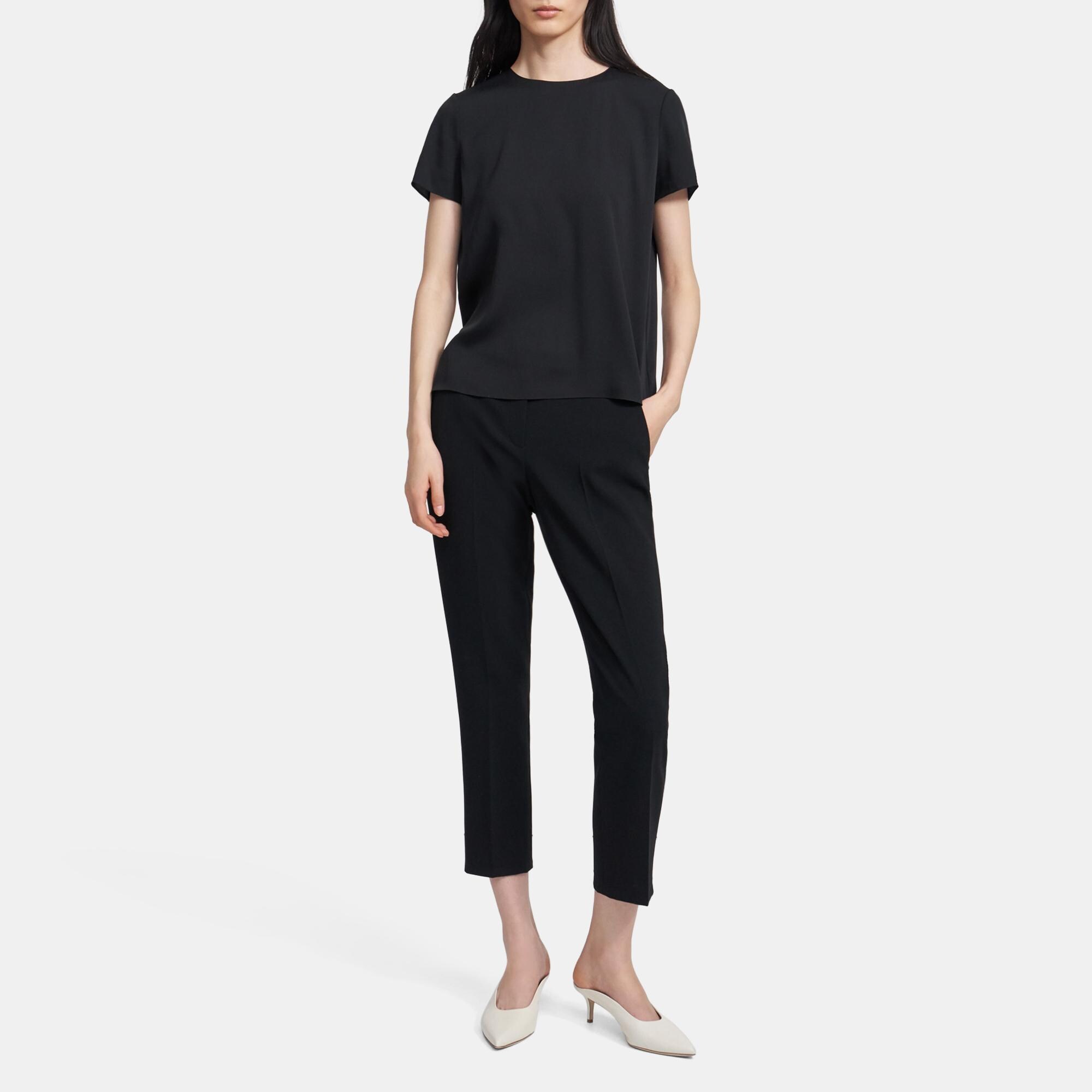 Woven Tee in Stretch Silk
