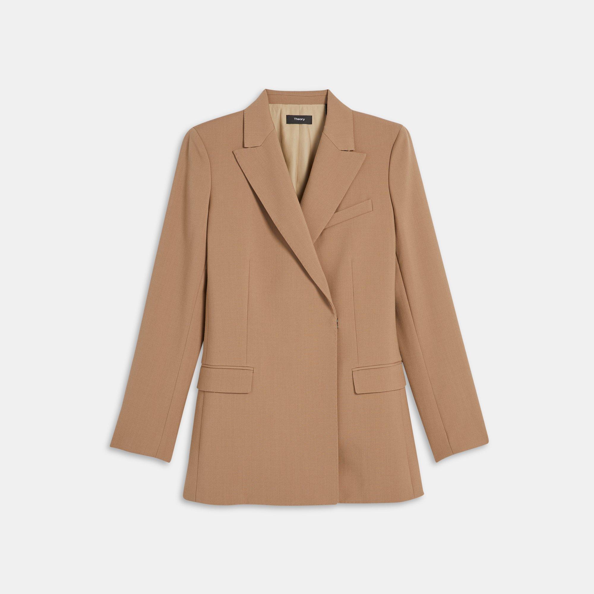 Double-Breasted Hook Blazer in Stretch Wool