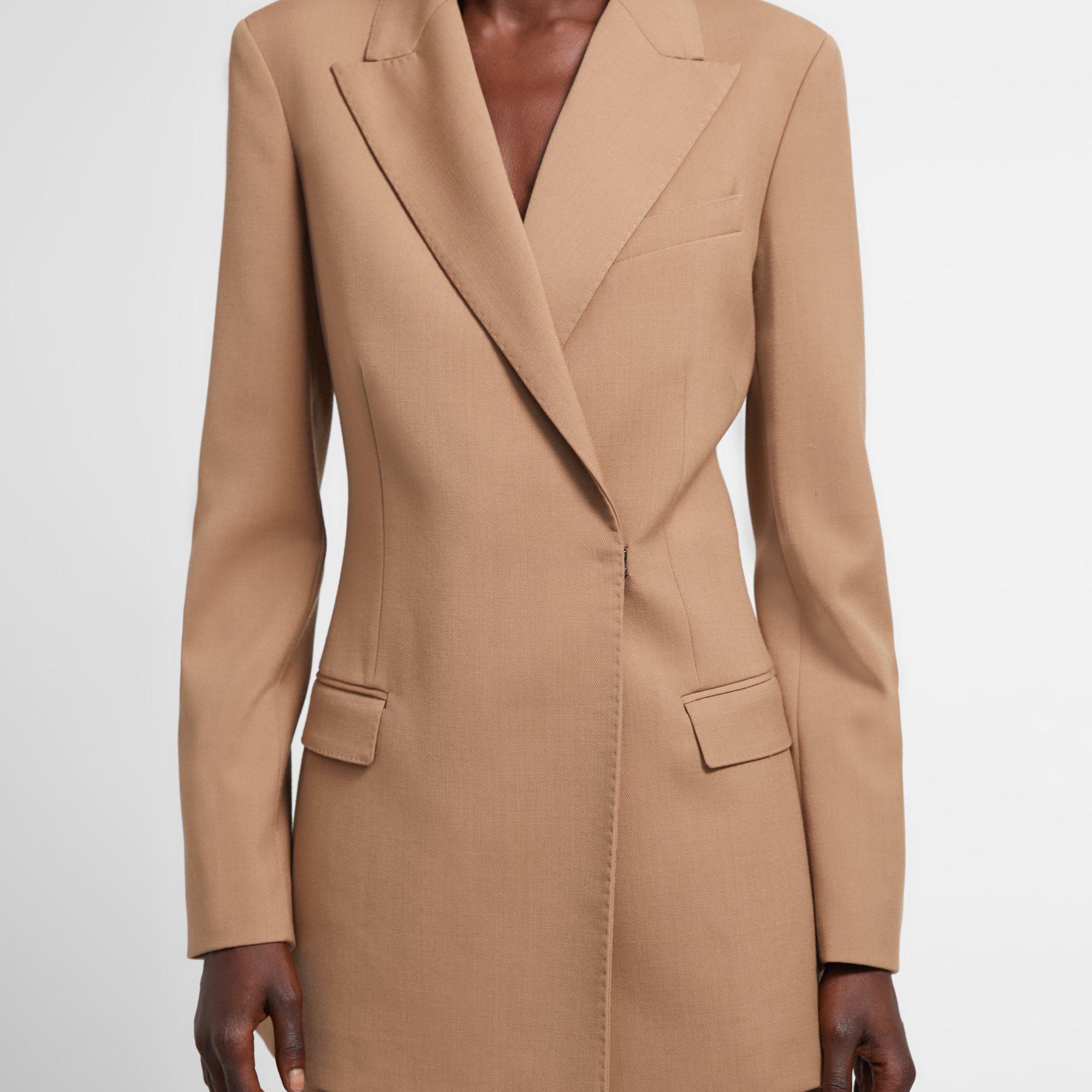 Double-Breasted Hook Blazer in Stretch Wool