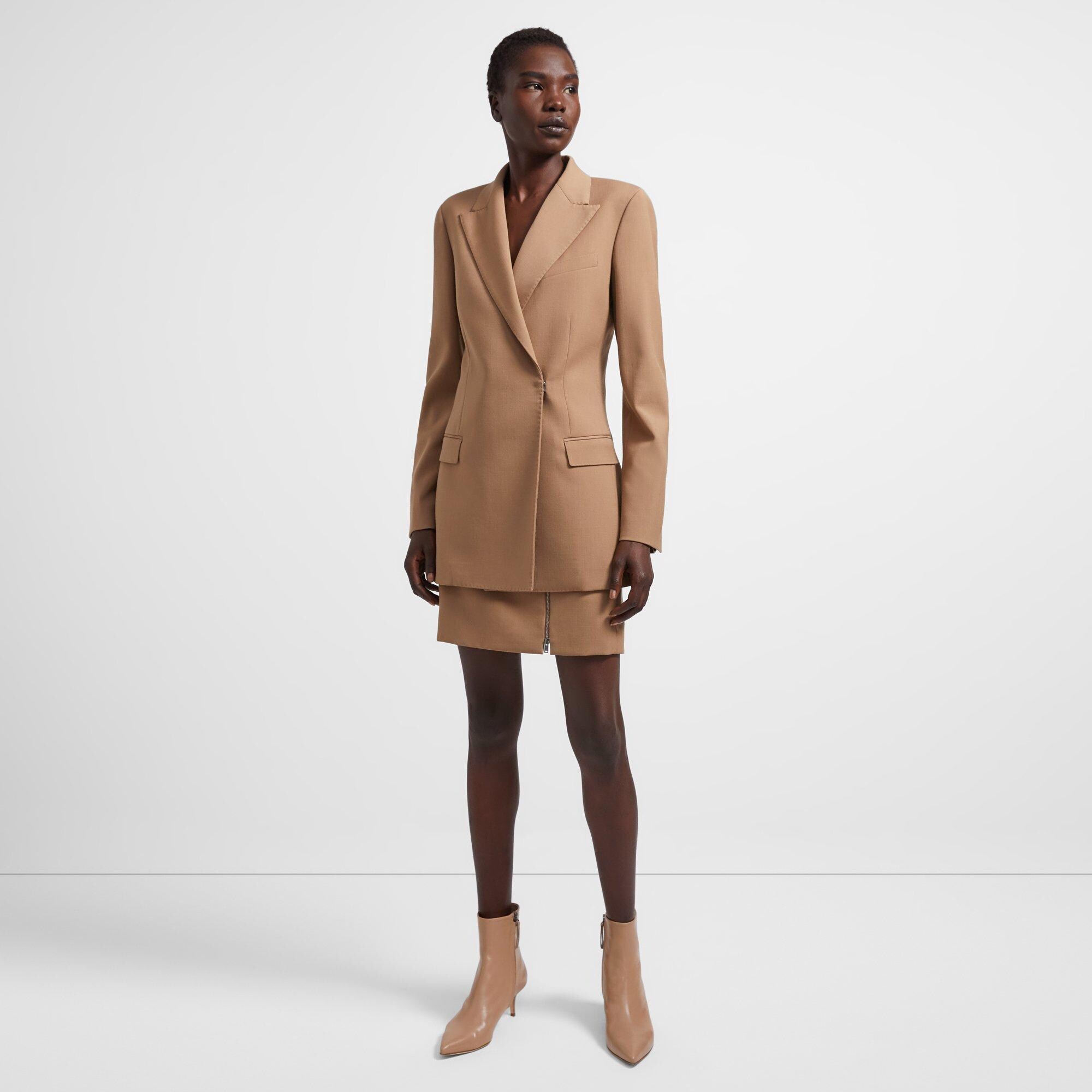 Double-Breasted Hook Blazer in Stretch Wool