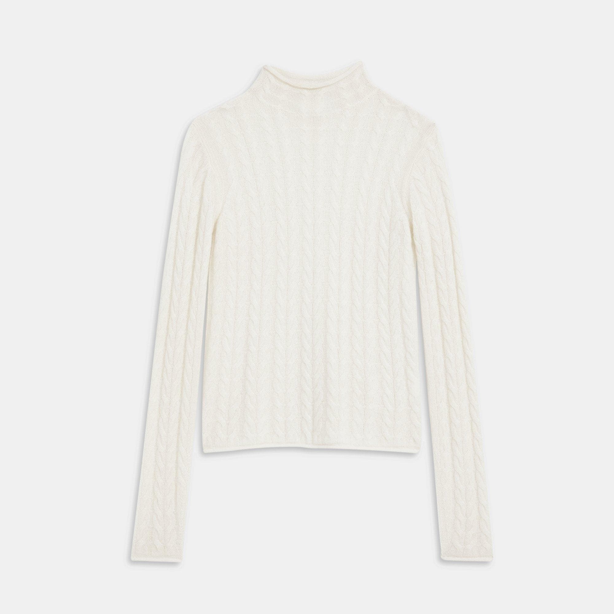 Cashmere Cable Knit Mock Neck Sweater Theory