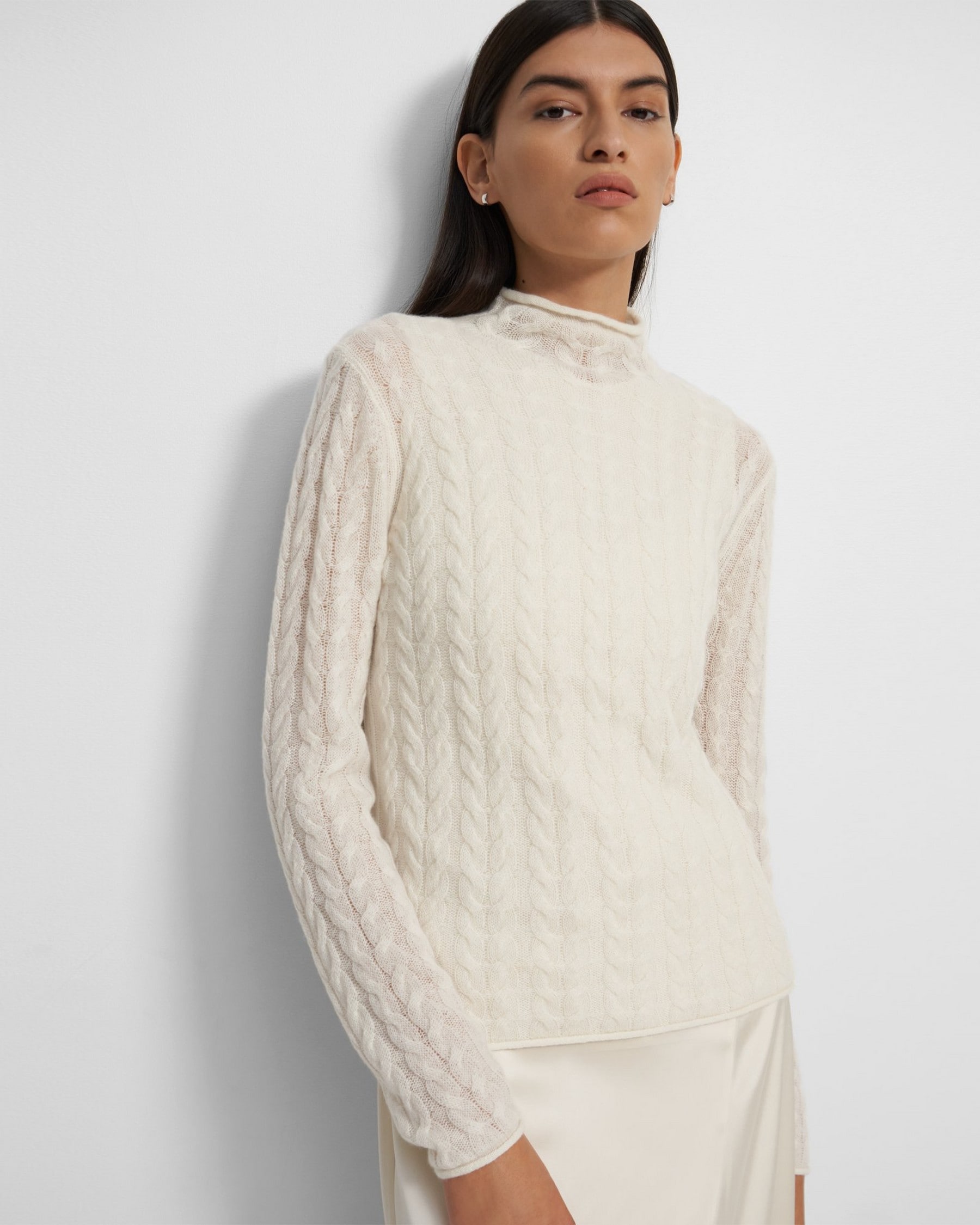 Woman 100% Cashmere Sweaters Knitted Pullovers Jumper Female Mock Neck Blouse