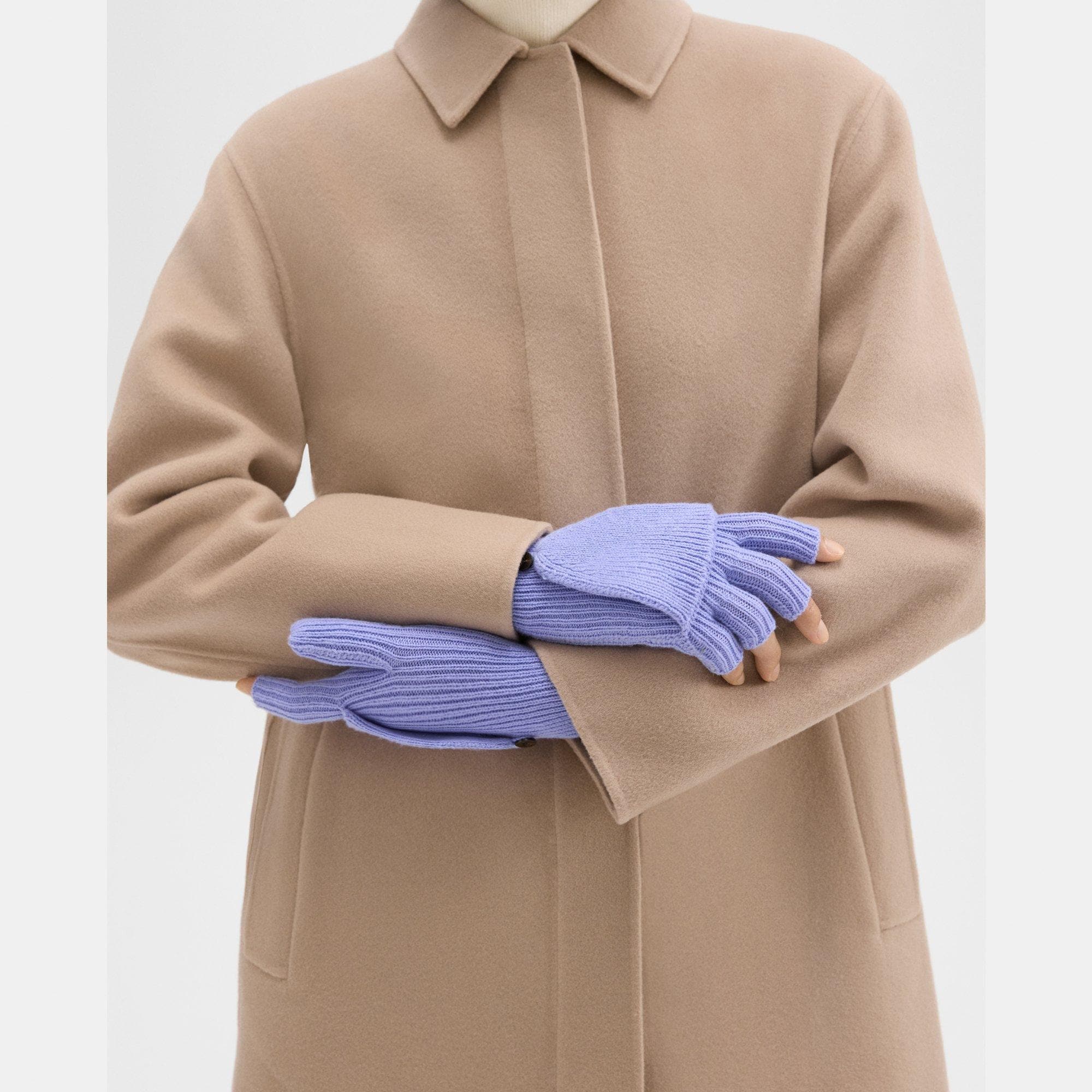 Theory Fold-Back Gloves in Cashmere