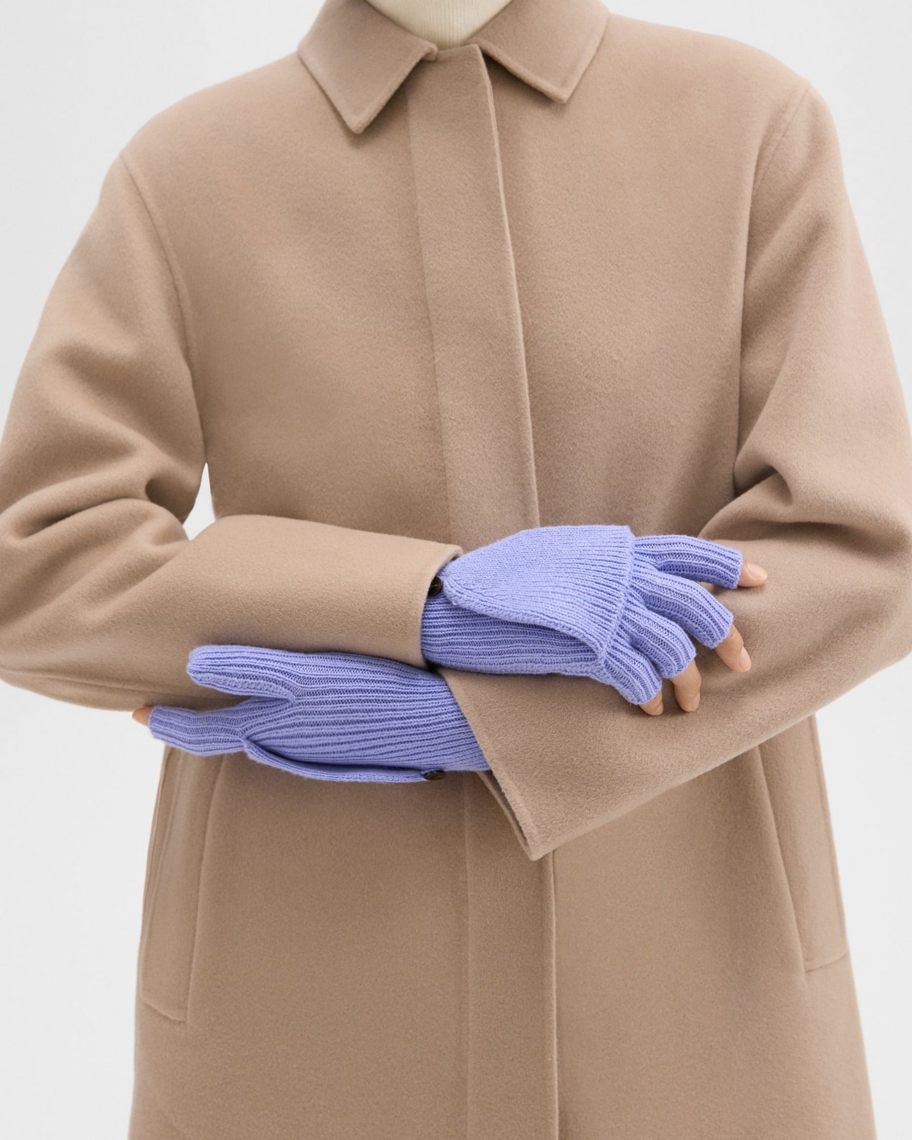Theory Fold-Back Gloves in Cashmere