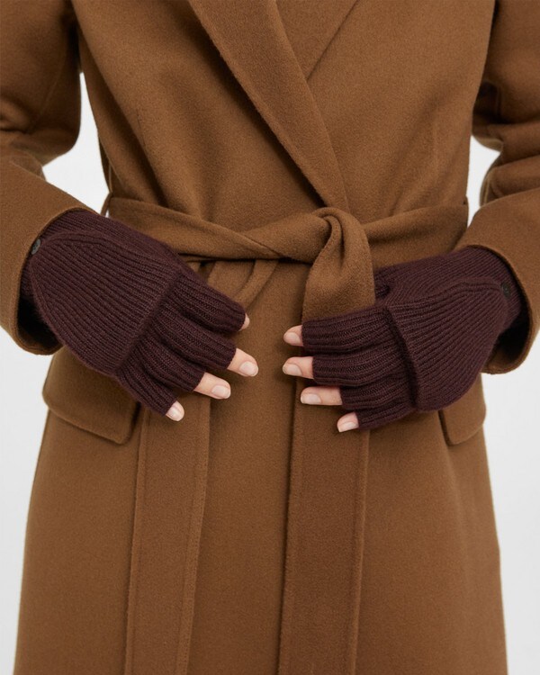띠어리 캐시미어 장갑 (선물 추천) Theory Fold-Back Gloves in Cashmere,DARK MERLOT