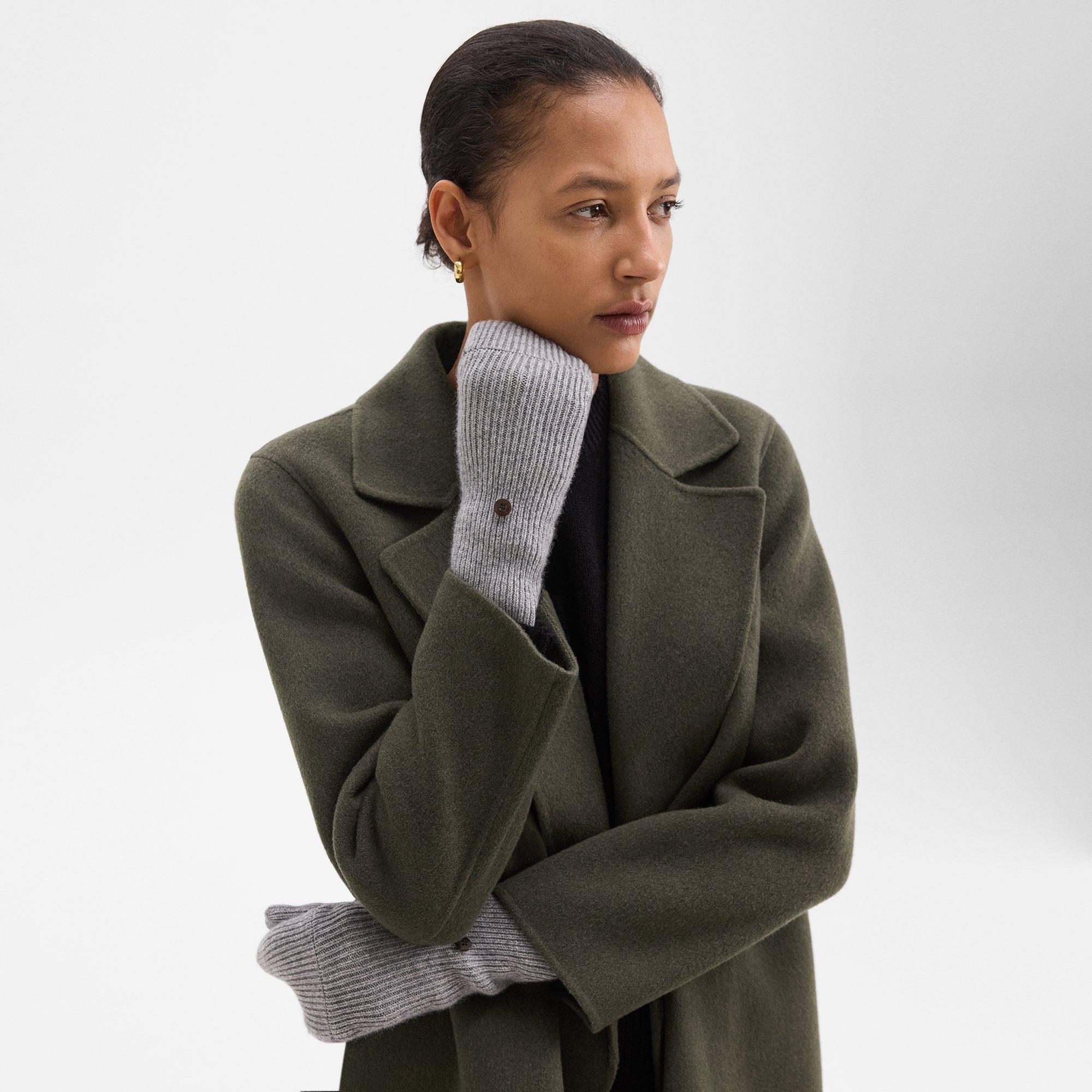 Theory Fold-Back Gloves in Cashmere